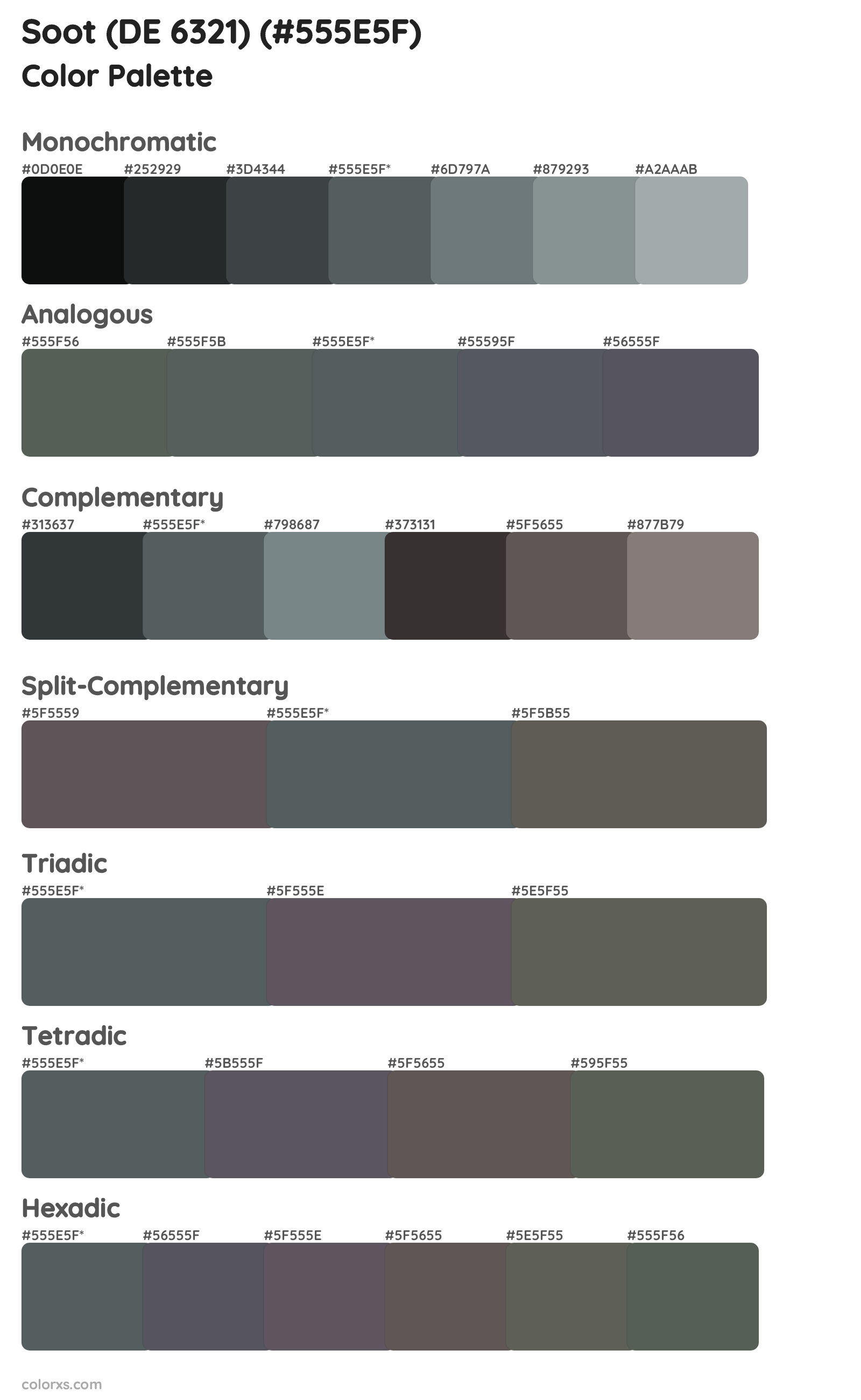 Soot (DE 6321) Color Scheme Palettes