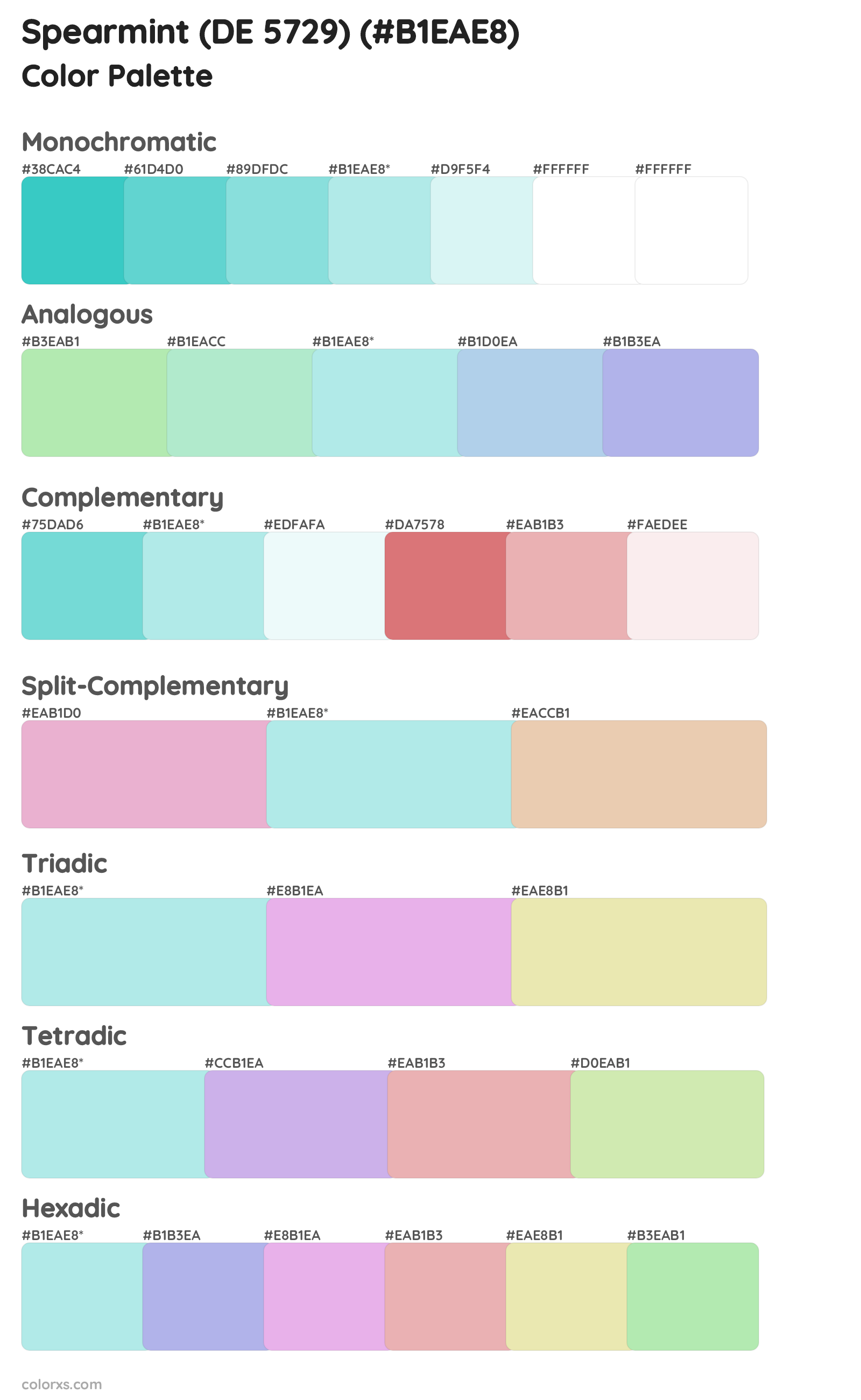 Spearmint (DE 5729) Color Scheme Palettes