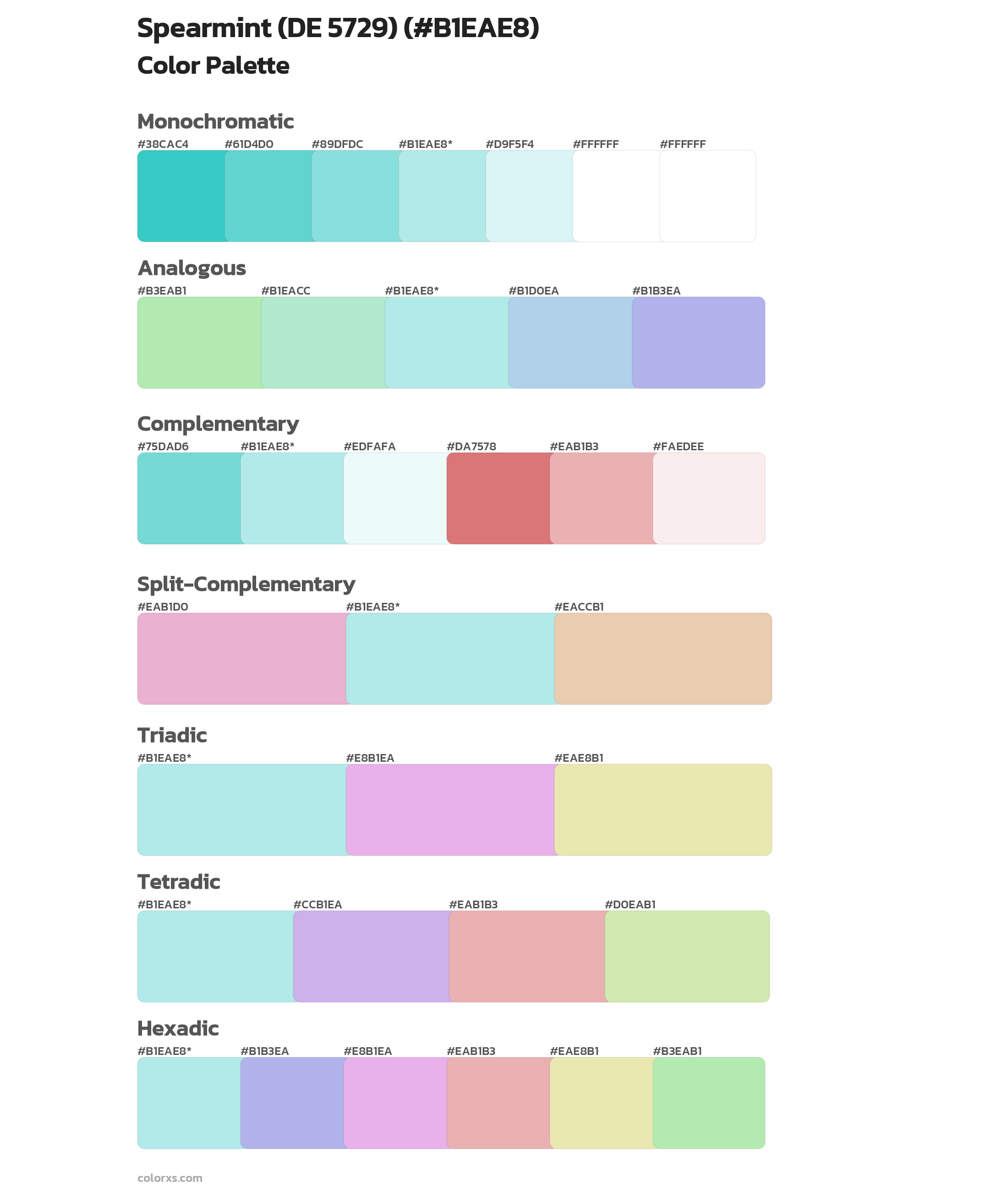 Spearmint (DE 5729) Color Scheme Palettes