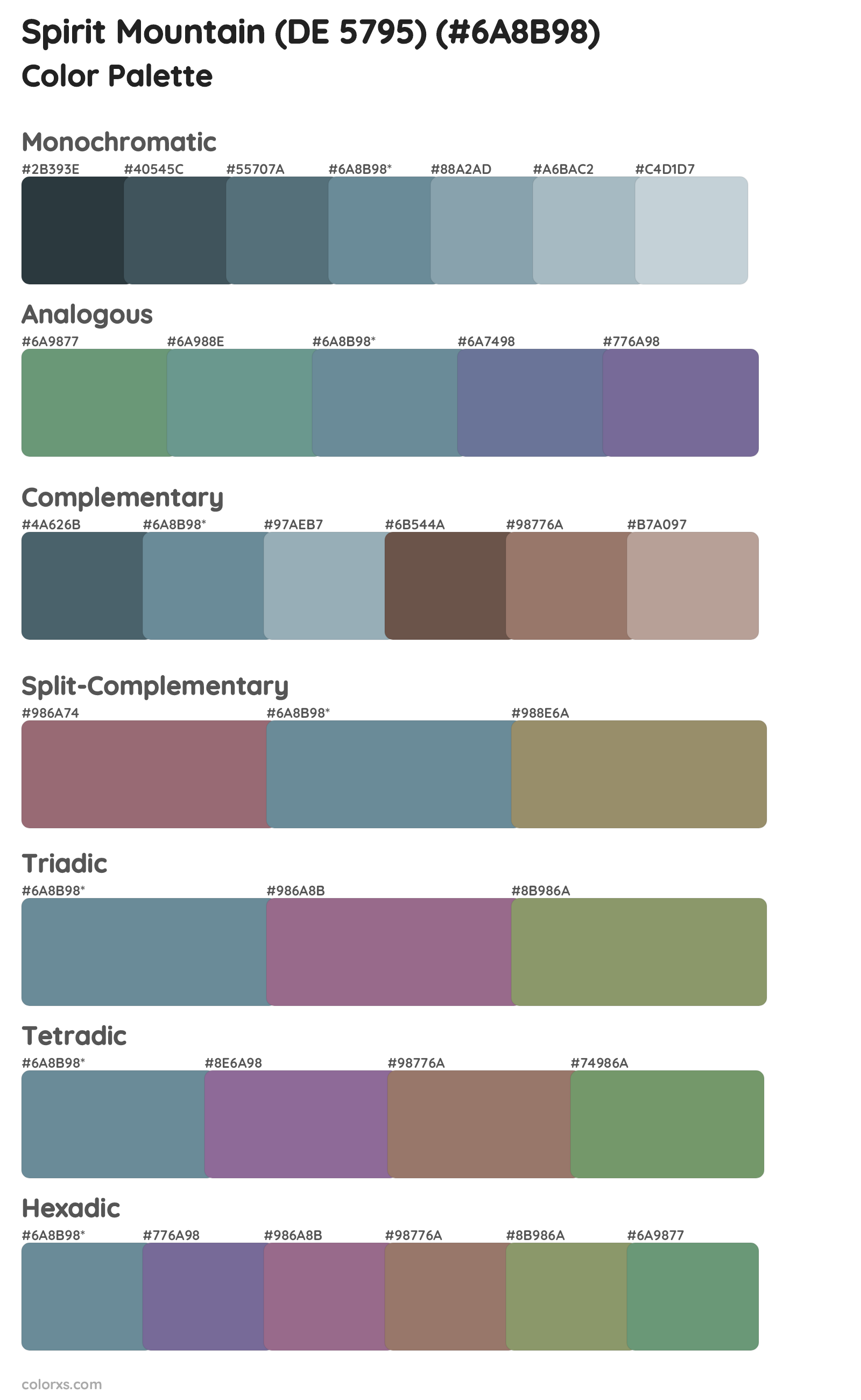 Spirit Mountain (DE 5795) Color Scheme Palettes