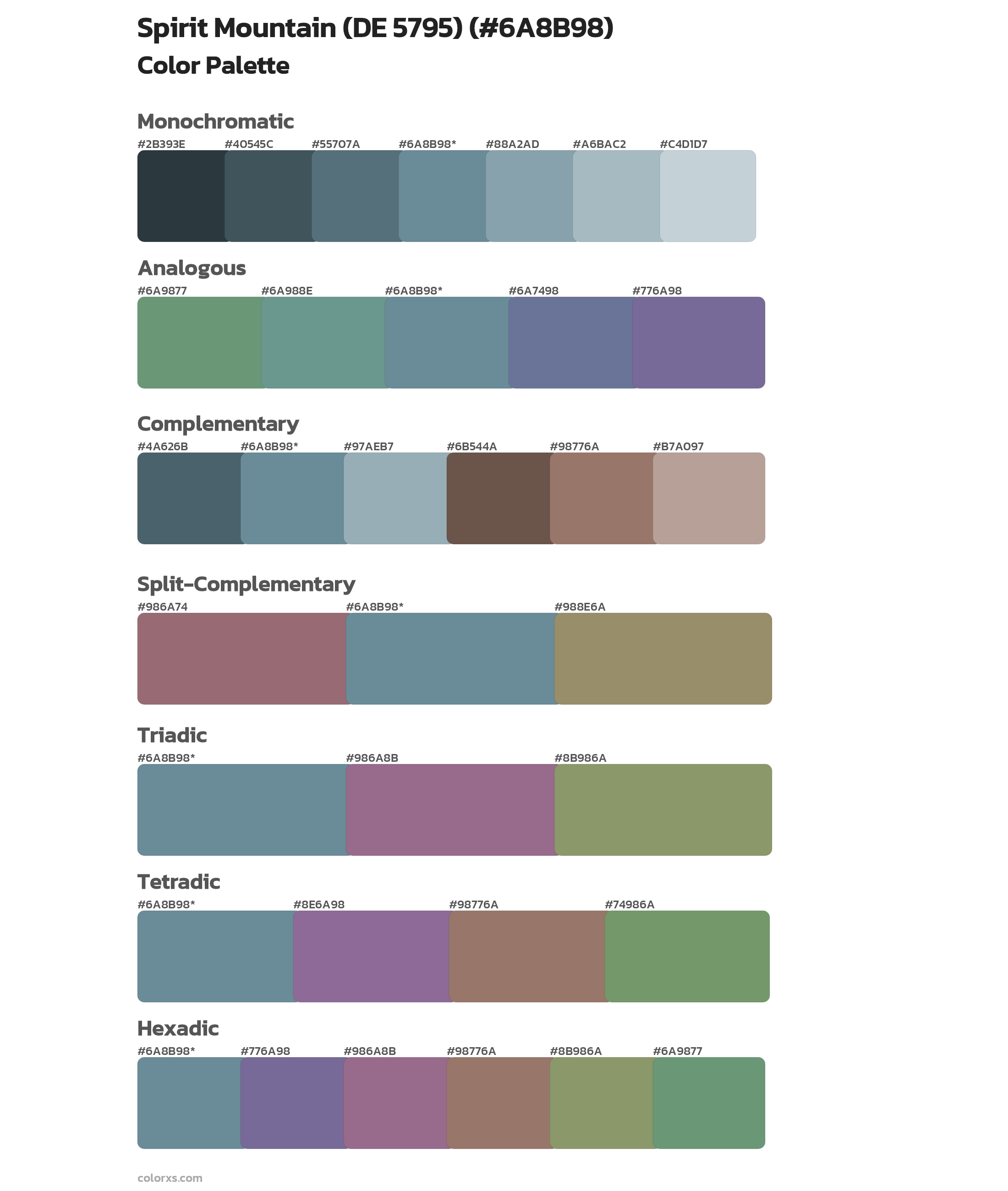 Spirit Mountain (DE 5795) Color Scheme Palettes
