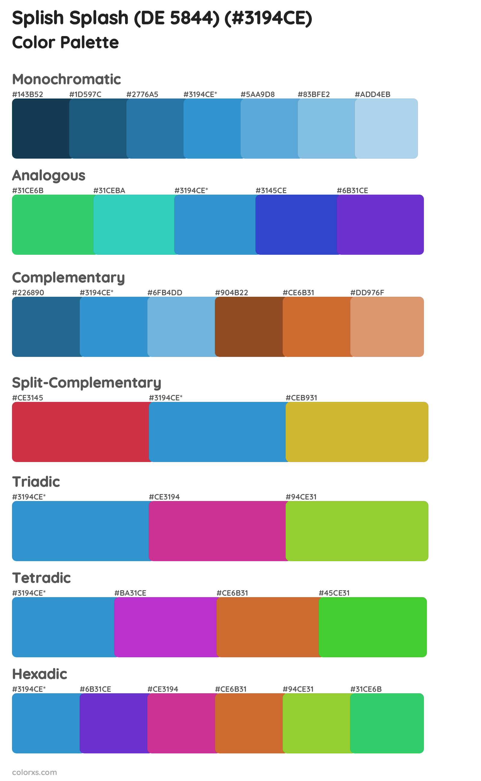Splish Splash (DE 5844) Color Scheme Palettes