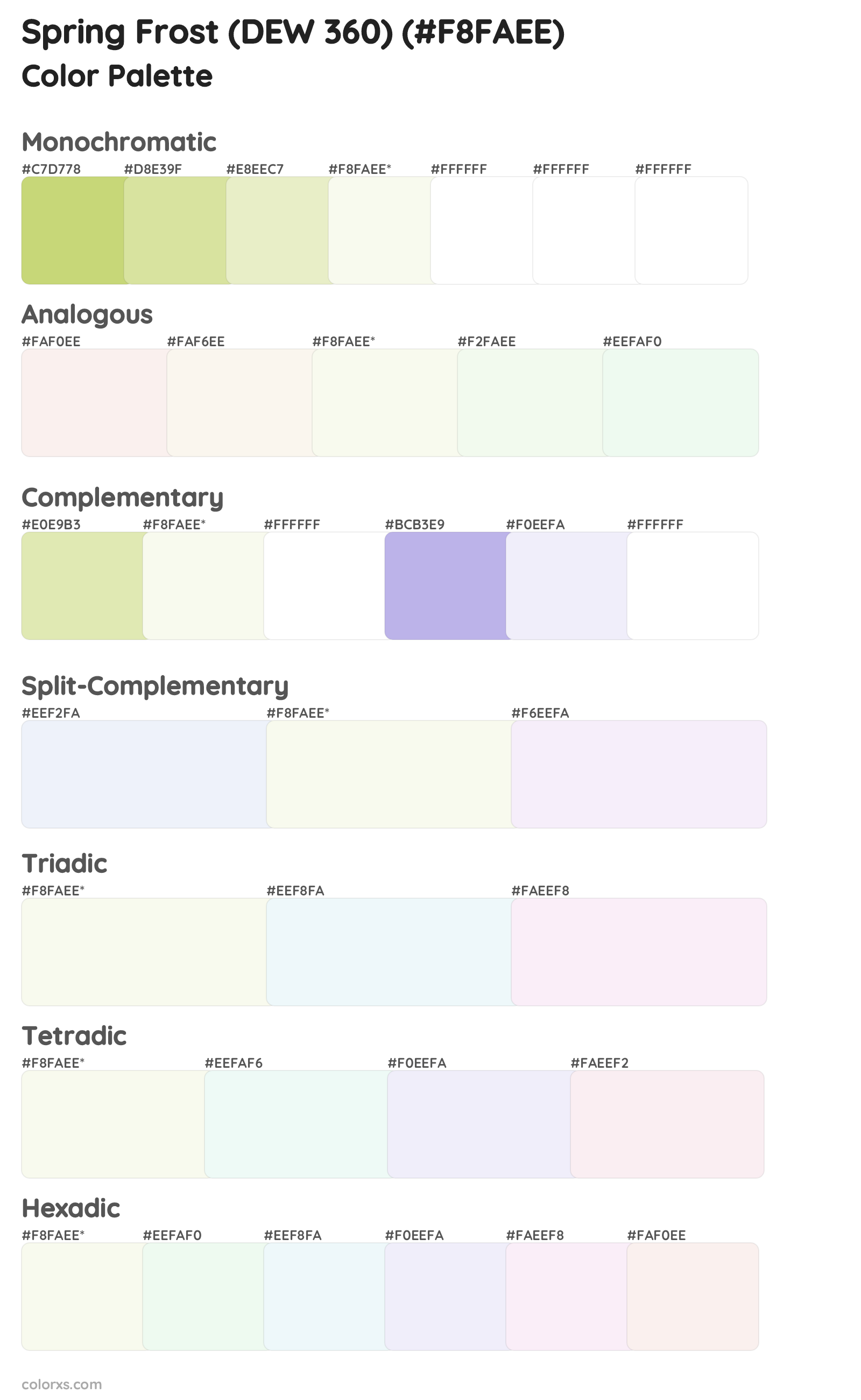 Spring Frost (DEW 360) Color Scheme Palettes