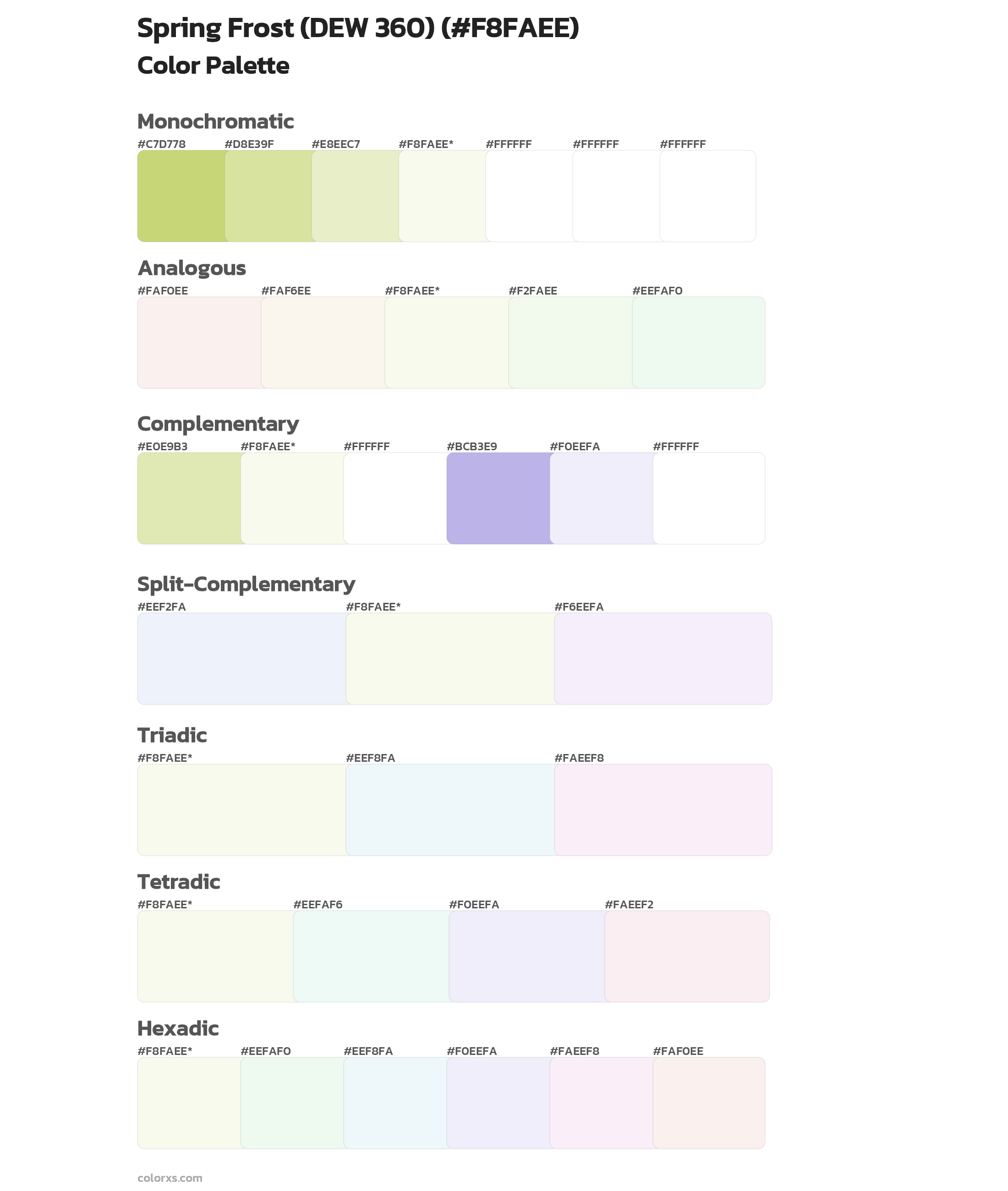 Spring Frost (DEW 360) Color Scheme Palettes