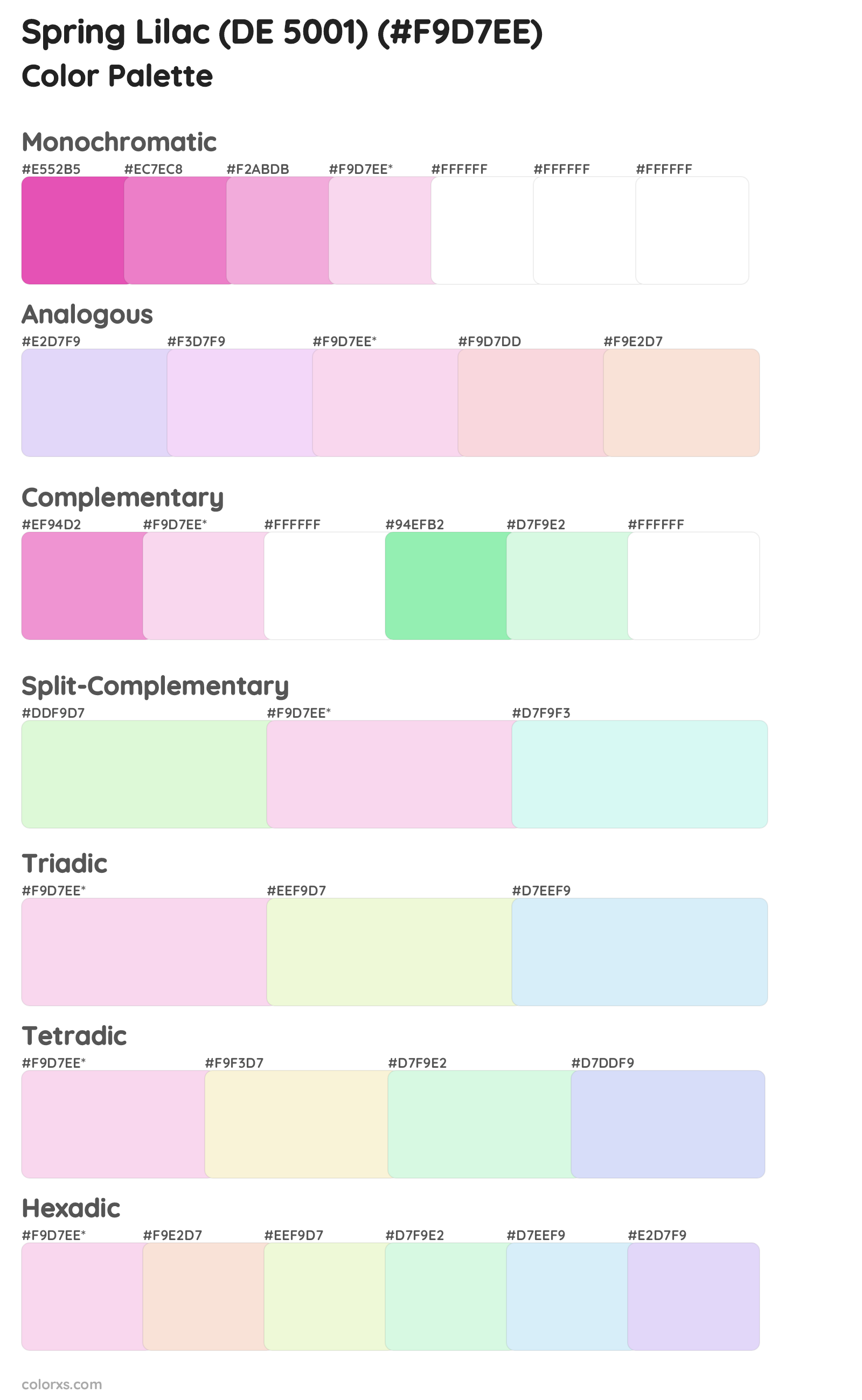 Spring Lilac (DE 5001) Color Scheme Palettes