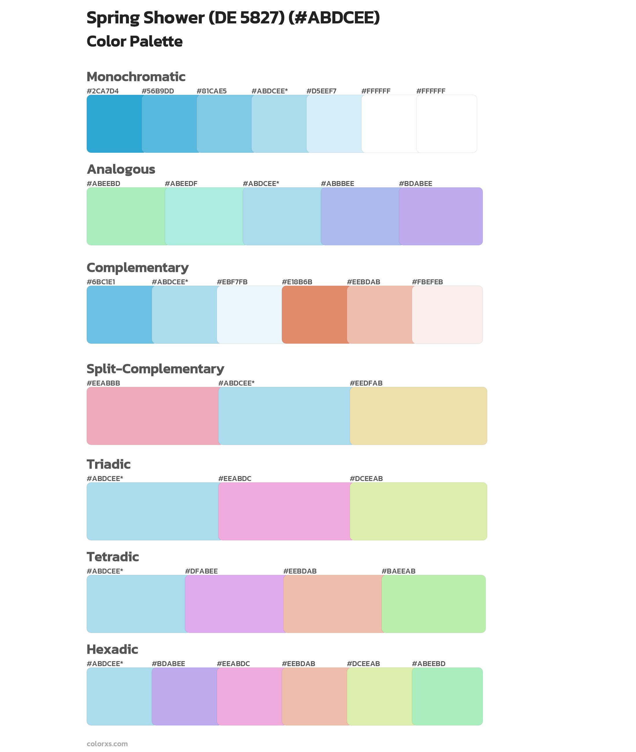 Spring Shower (DE 5827) Color Scheme Palettes