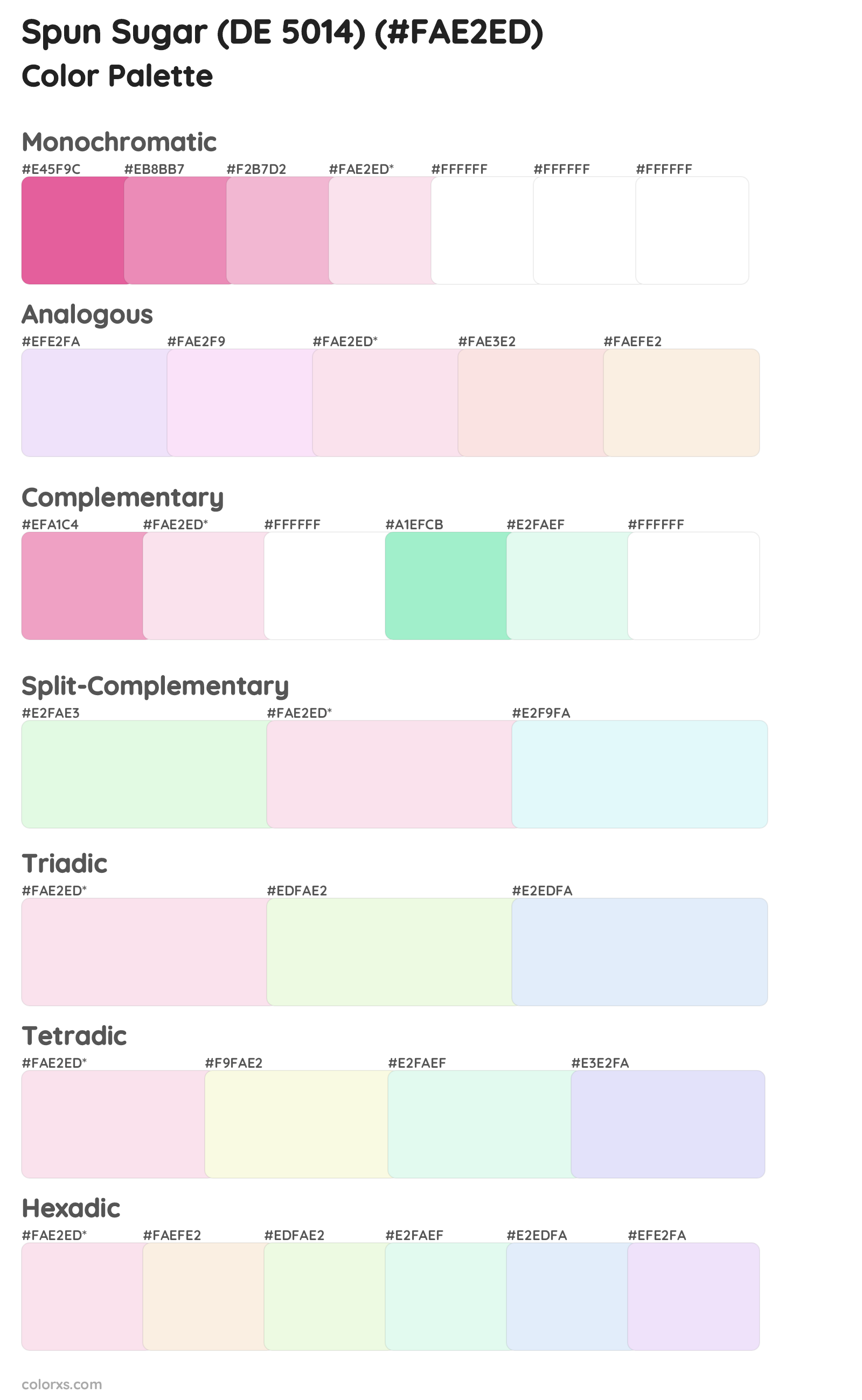 Spun Sugar (DE 5014) Color Scheme Palettes
