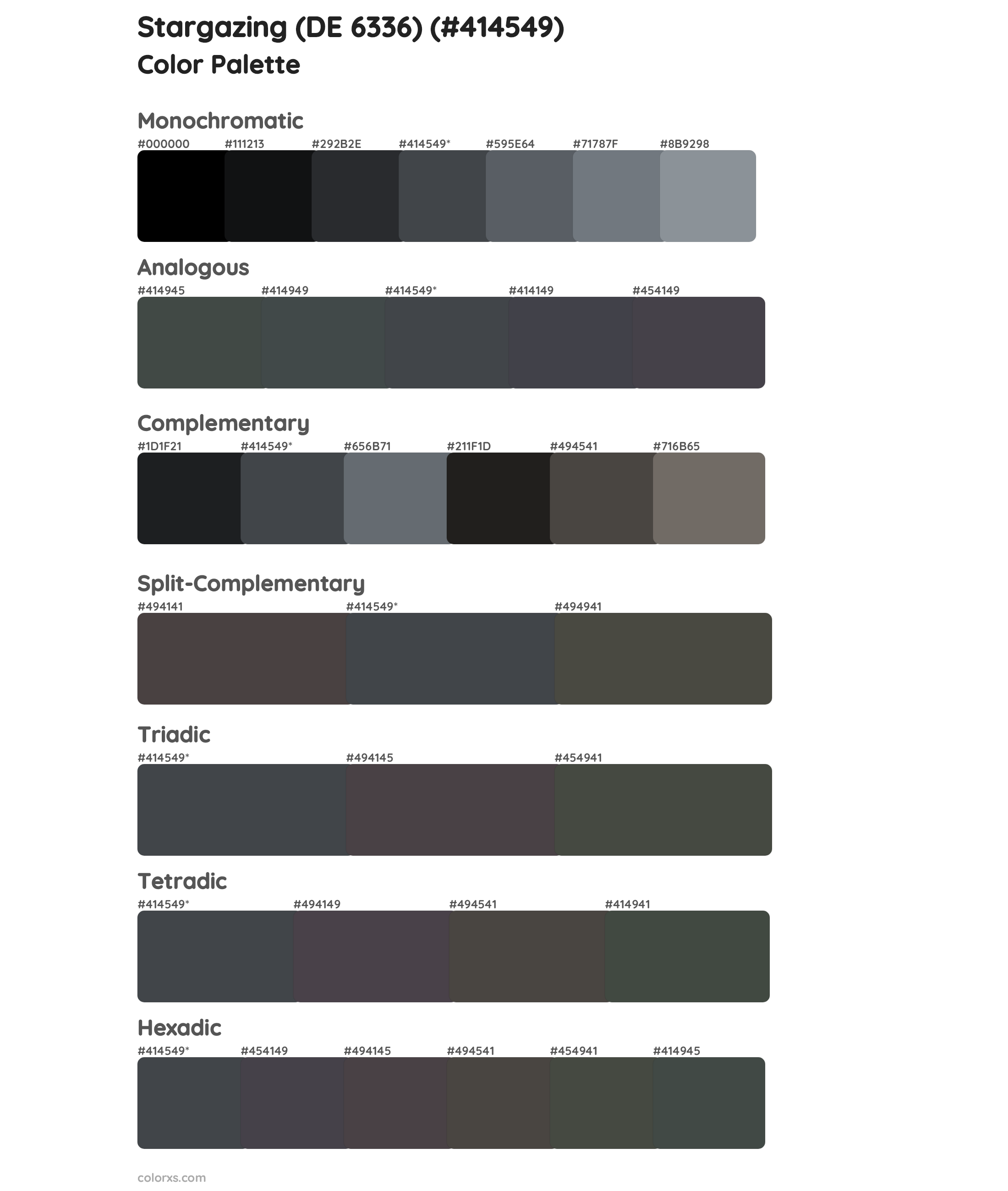 Stargazing (DE 6336) Color Scheme Palettes