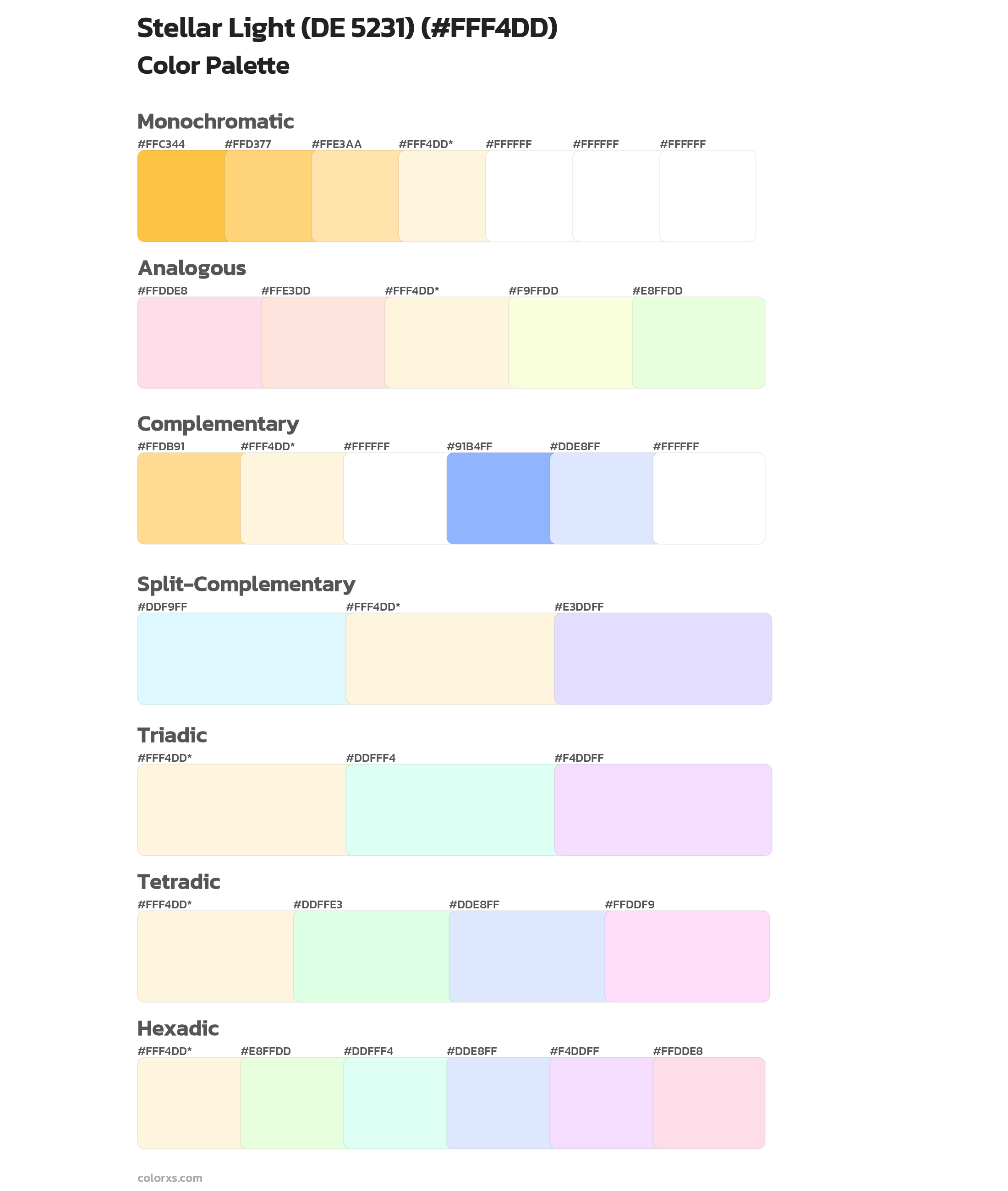 Stellar Light (DE 5231) Color Scheme Palettes