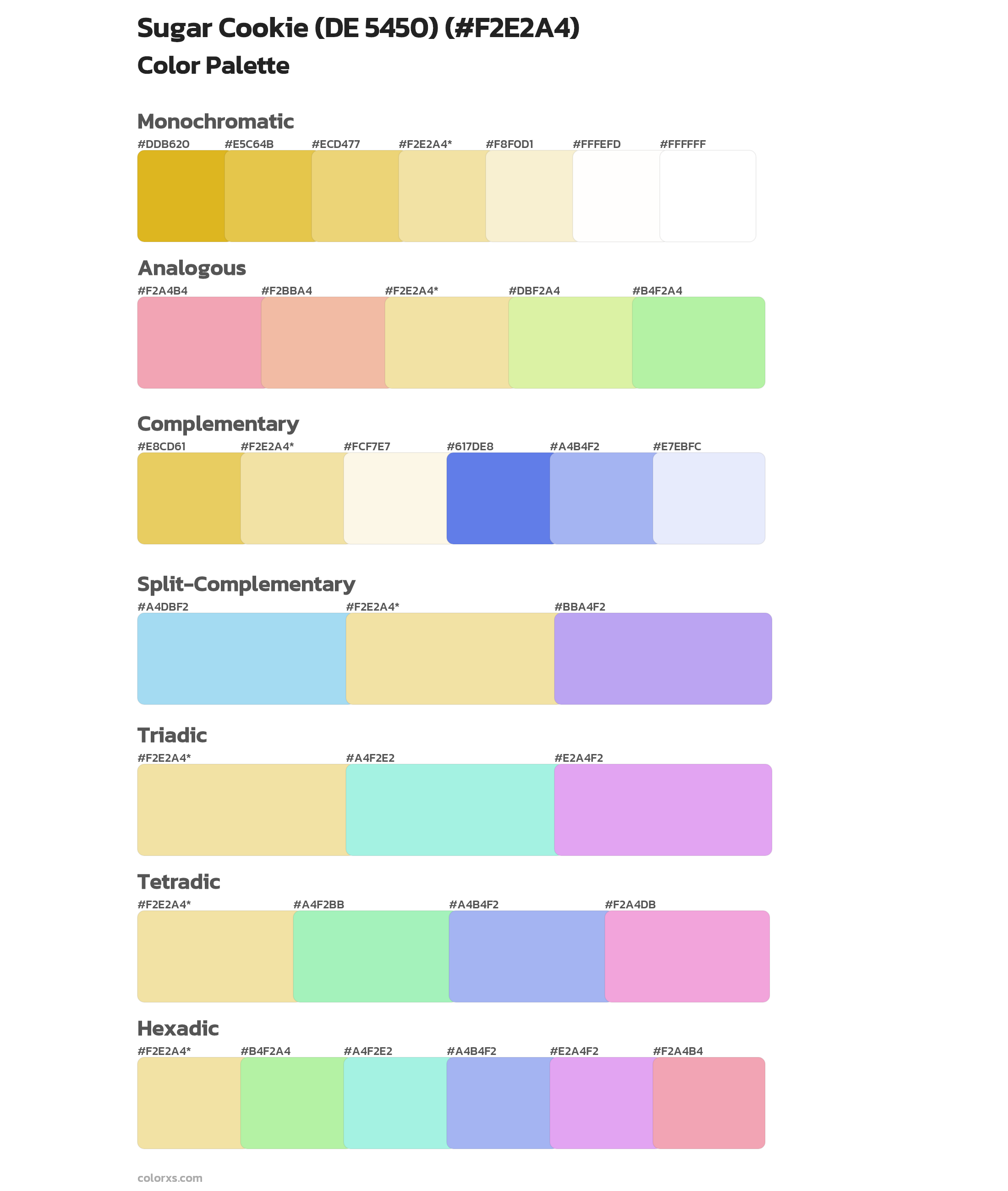 Sugar Cookie (DE 5450) Color Scheme Palettes