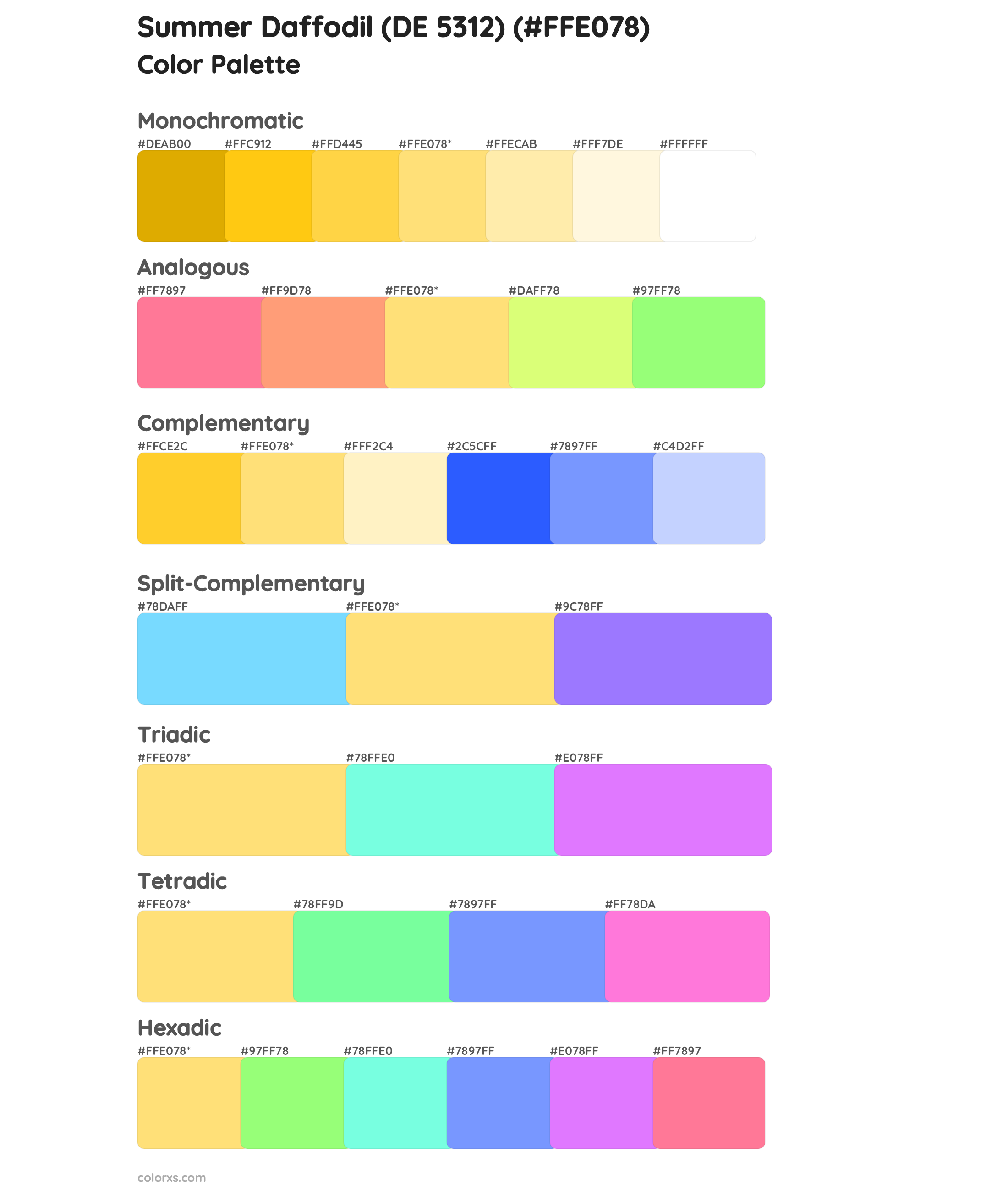 Summer Daffodil (DE 5312) Color Scheme Palettes