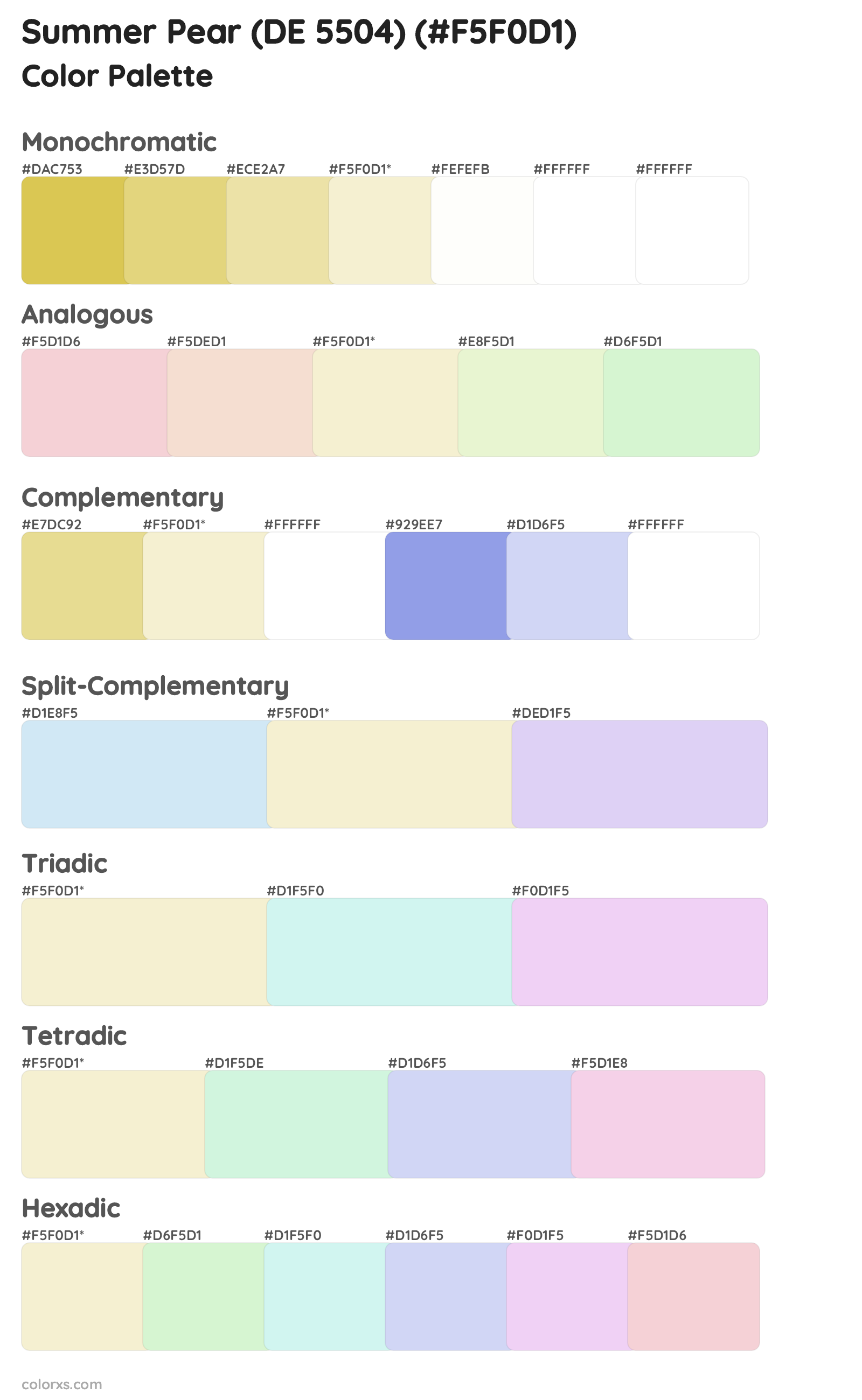Summer Pear (DE 5504) Color Scheme Palettes