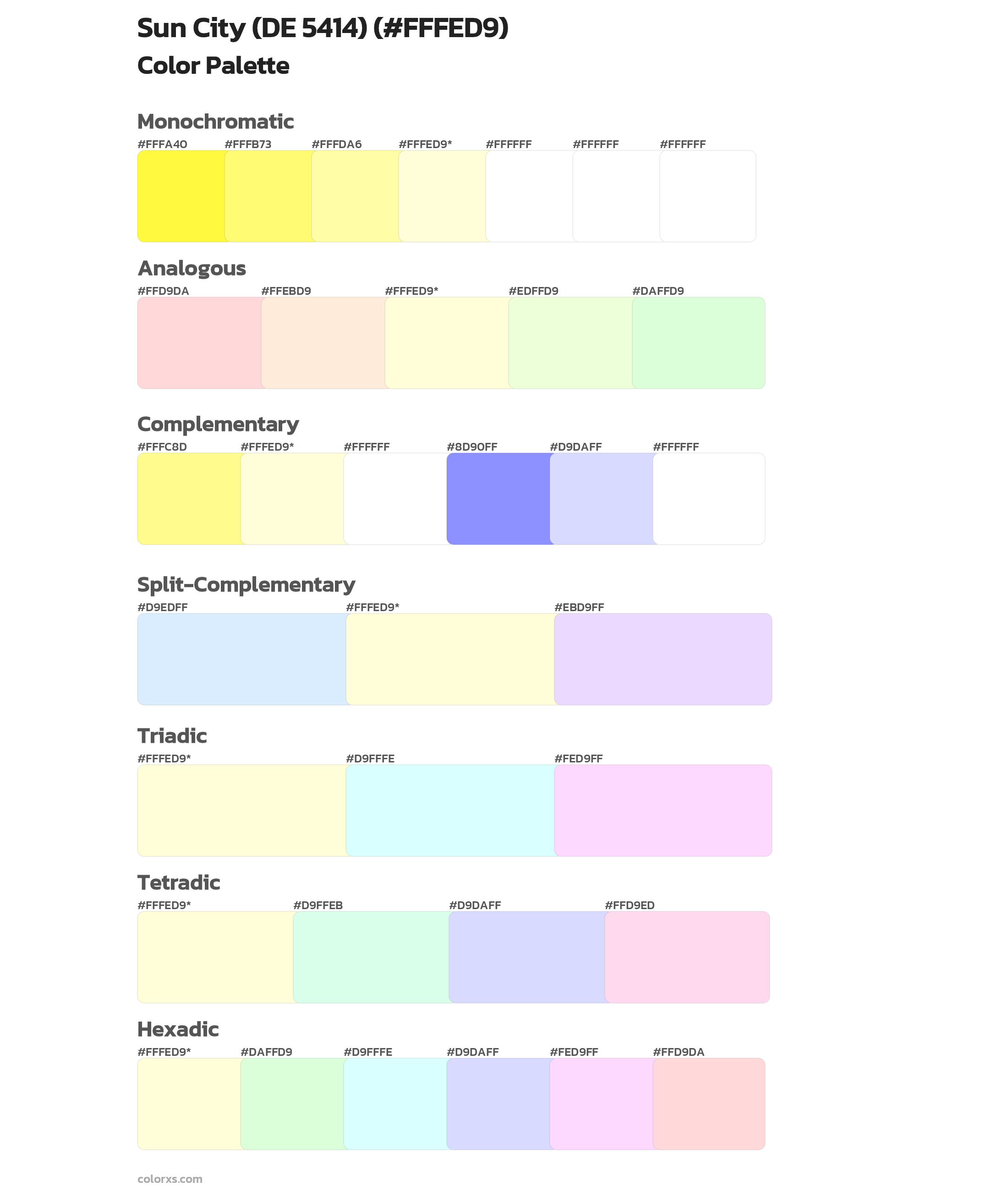 Sun City (DE 5414) Color Scheme Palettes