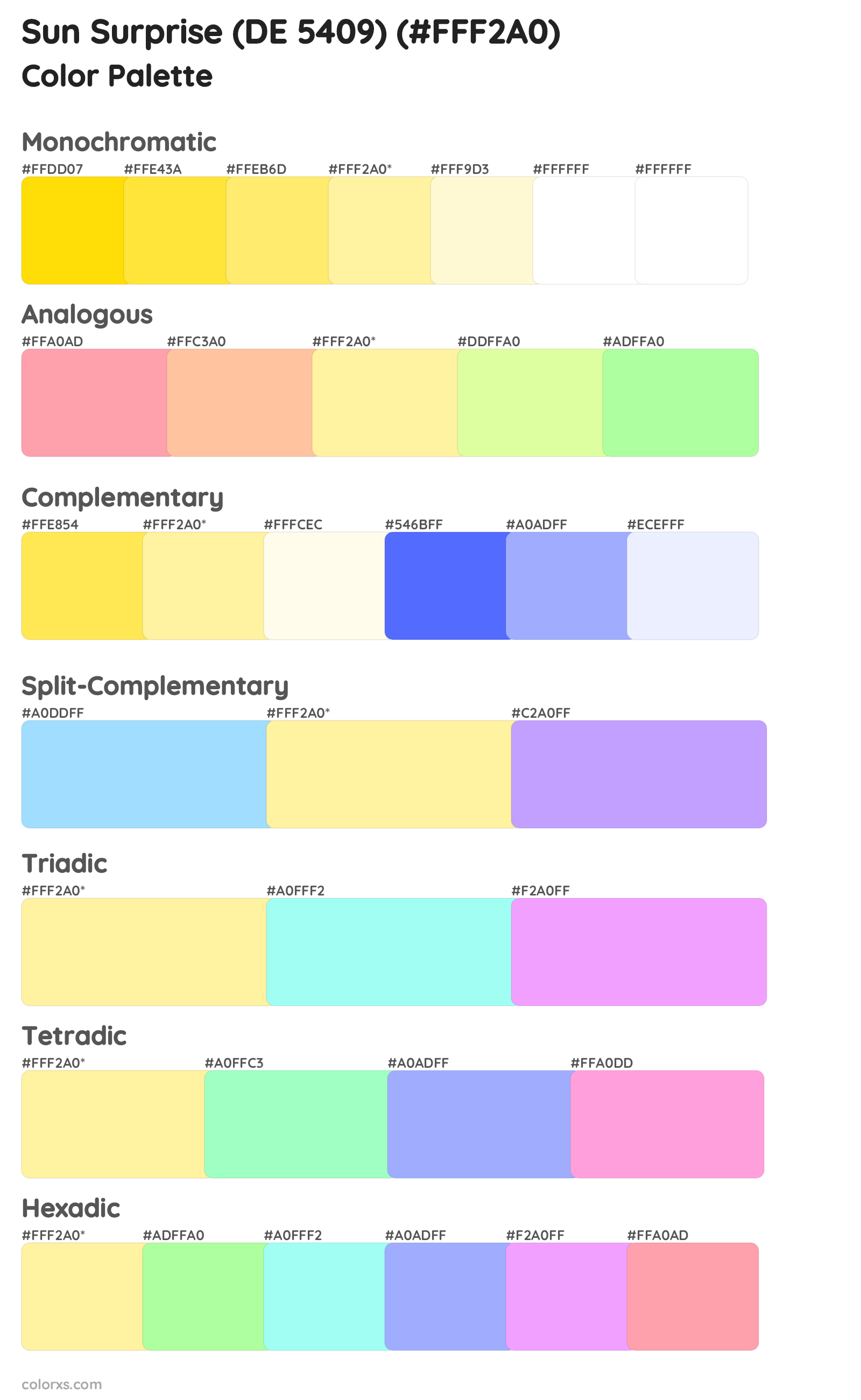 Sun Surprise (DE 5409) Color Scheme Palettes