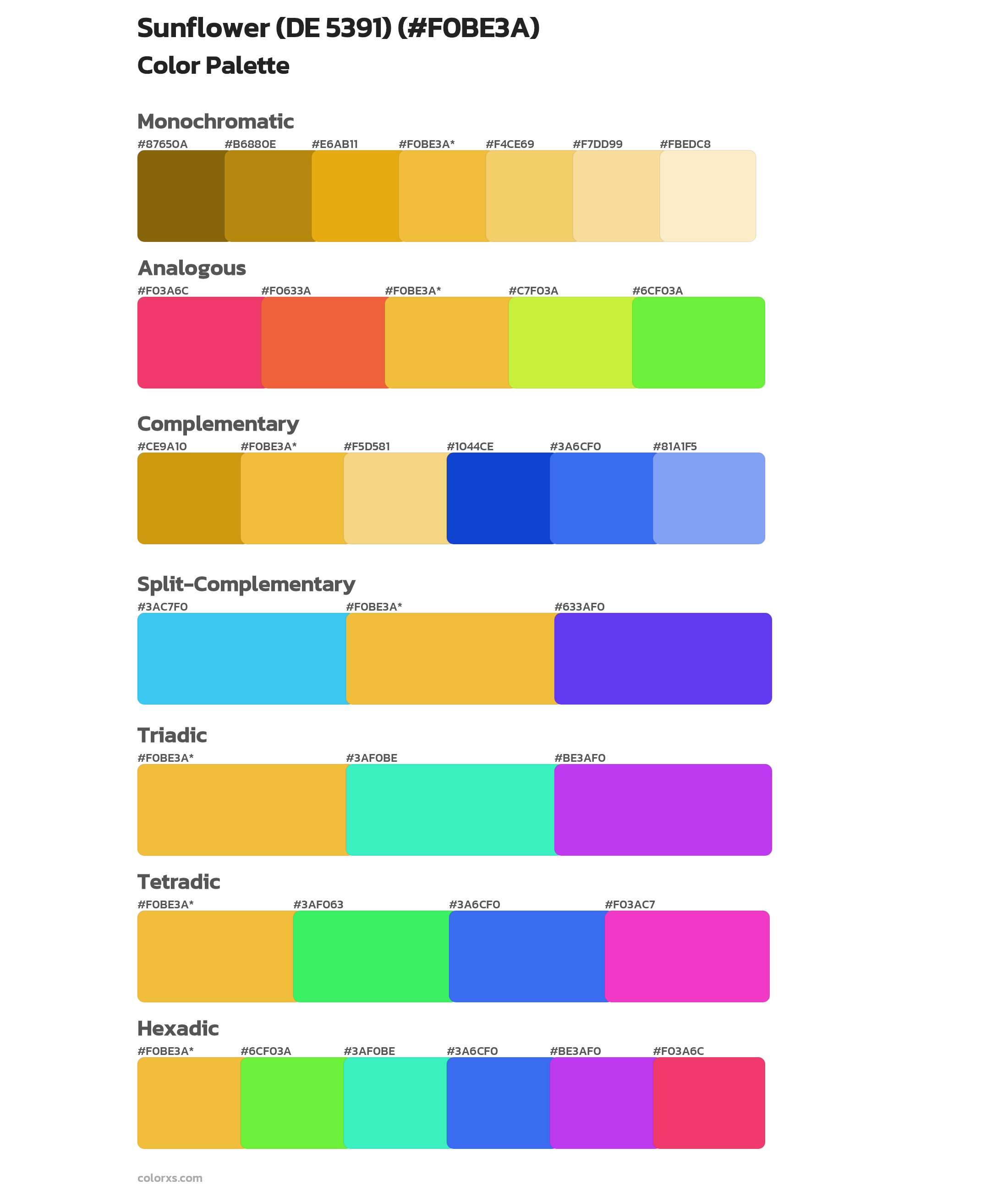 Sunflower (DE 5391) Color Scheme Palettes