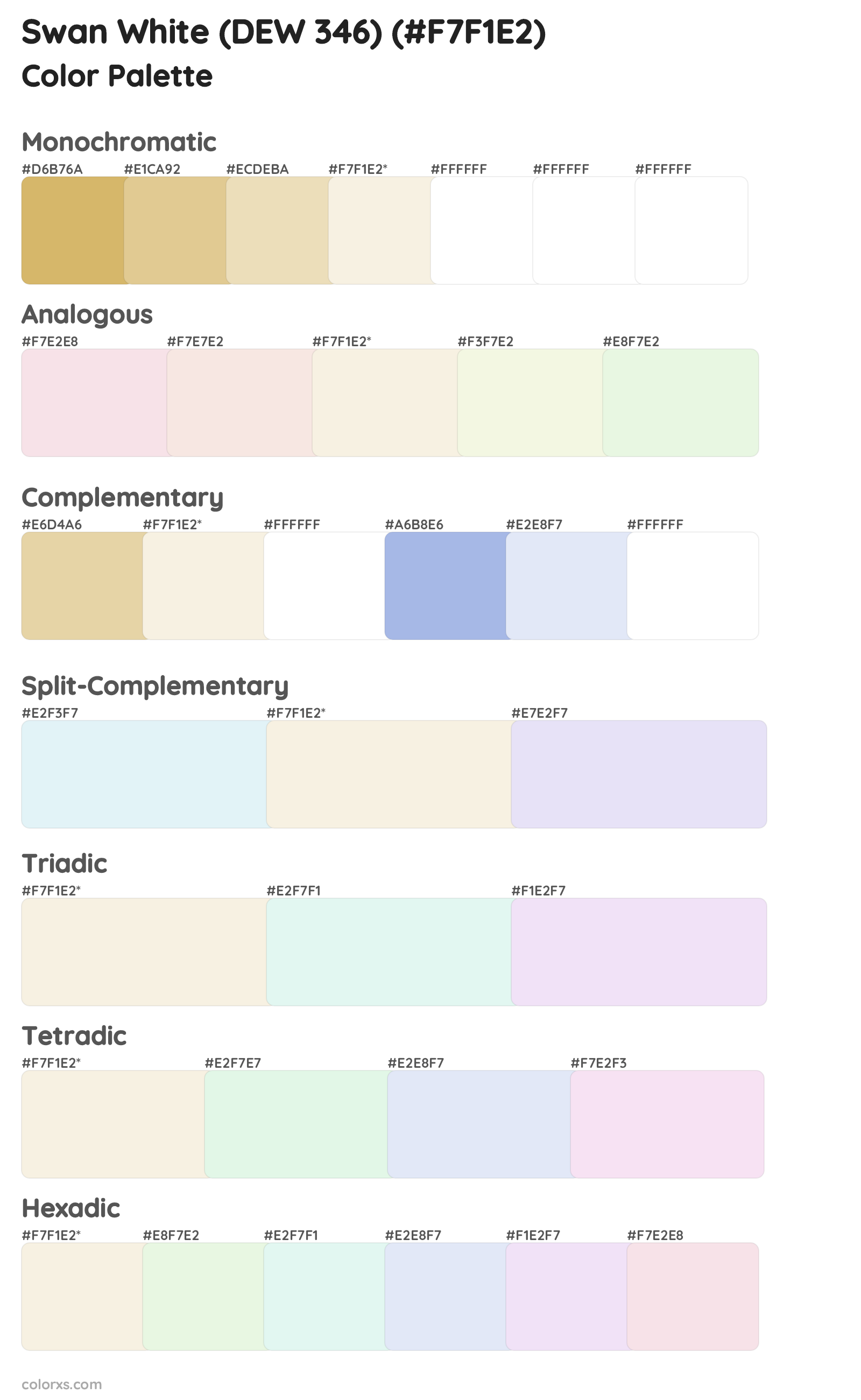 Swan White (DEW 346) Color Scheme Palettes