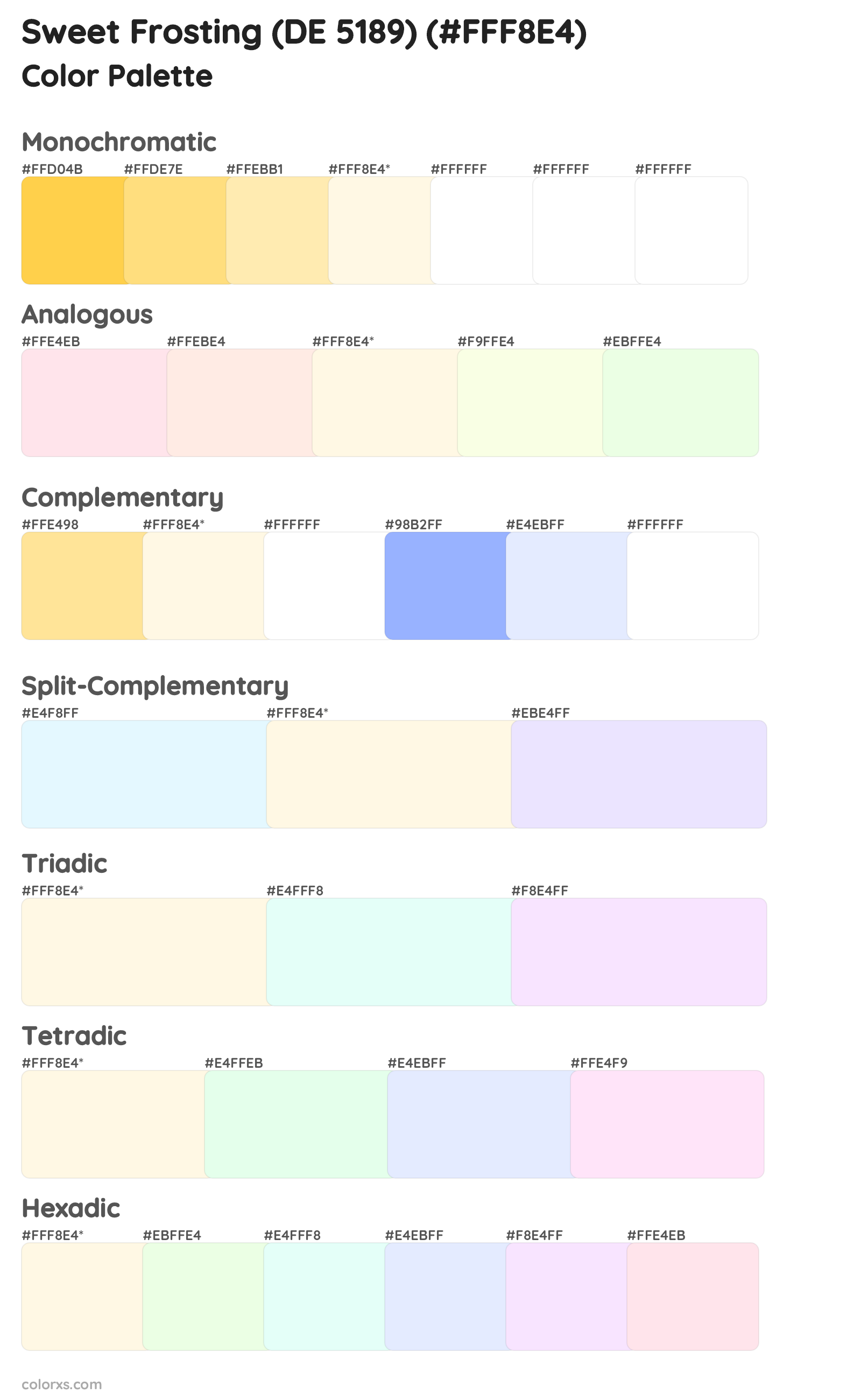 Sweet Frosting (DE 5189) Color Scheme Palettes