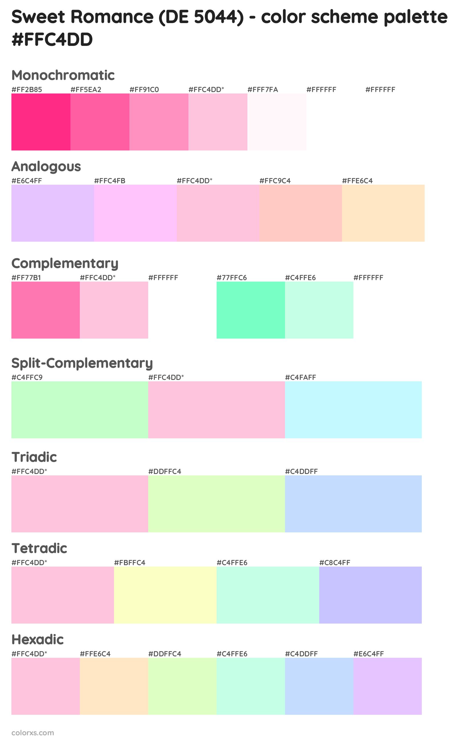Sweet Romance (DE 5044) Color Scheme Palettes