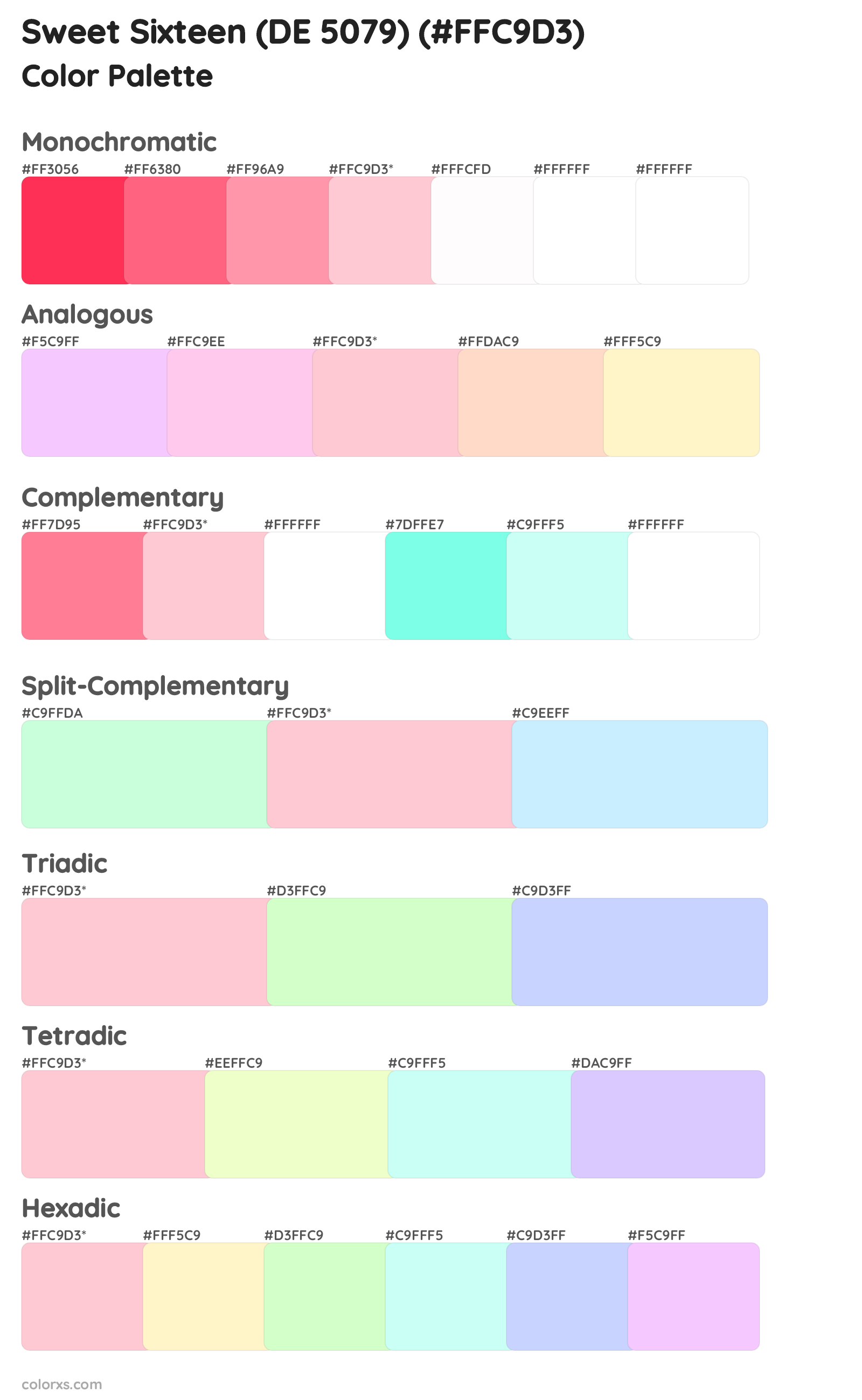 Sweet Sixteen (DE 5079) Color Scheme Palettes