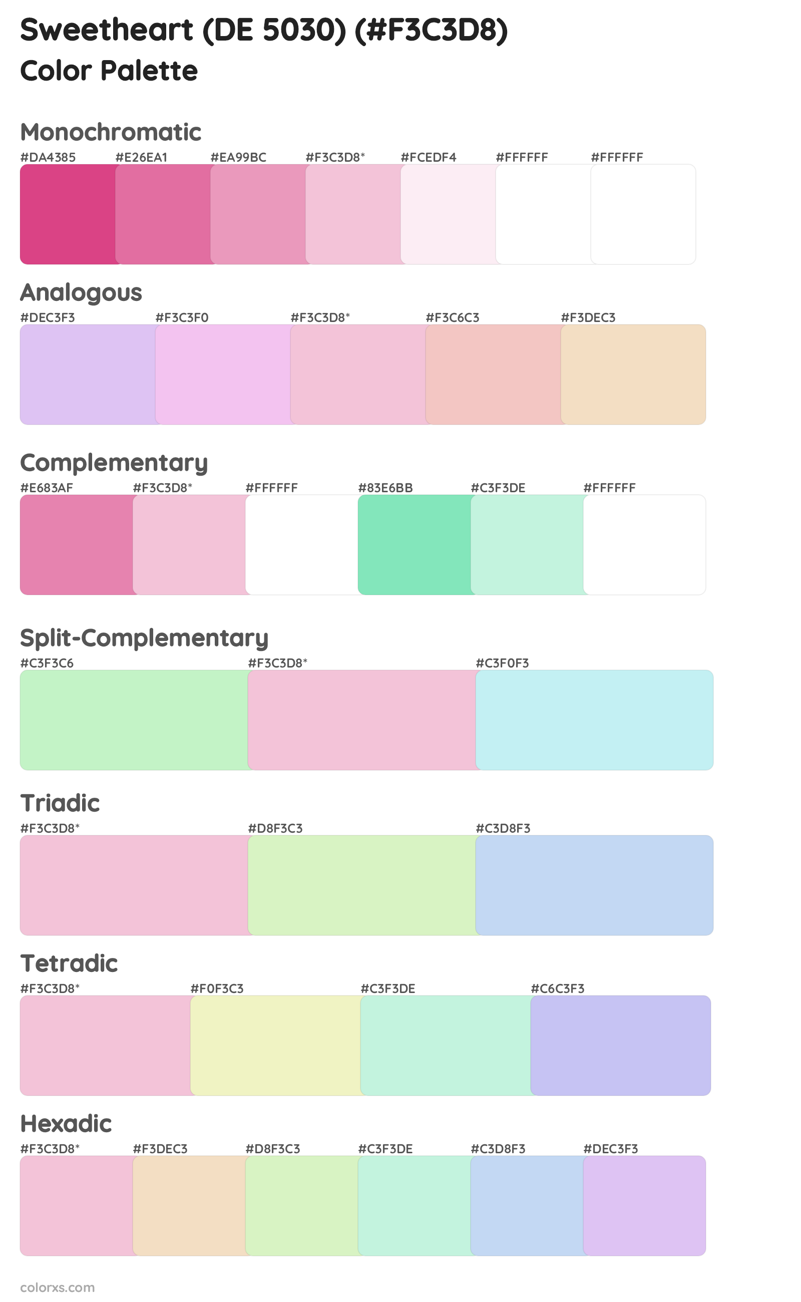 Sweetheart (DE 5030) Color Scheme Palettes