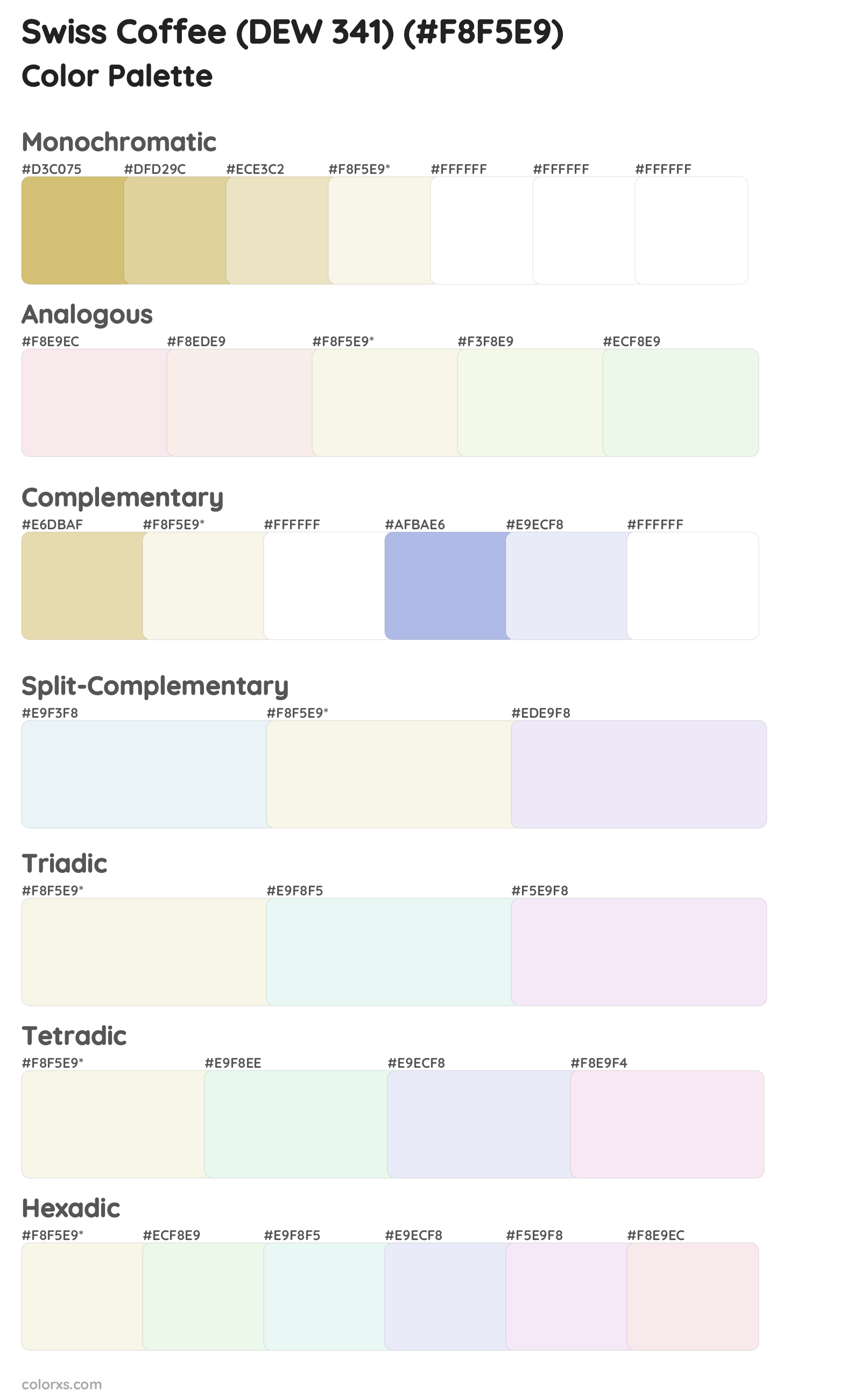 Swiss Coffee (DEW 341) Color Scheme Palettes