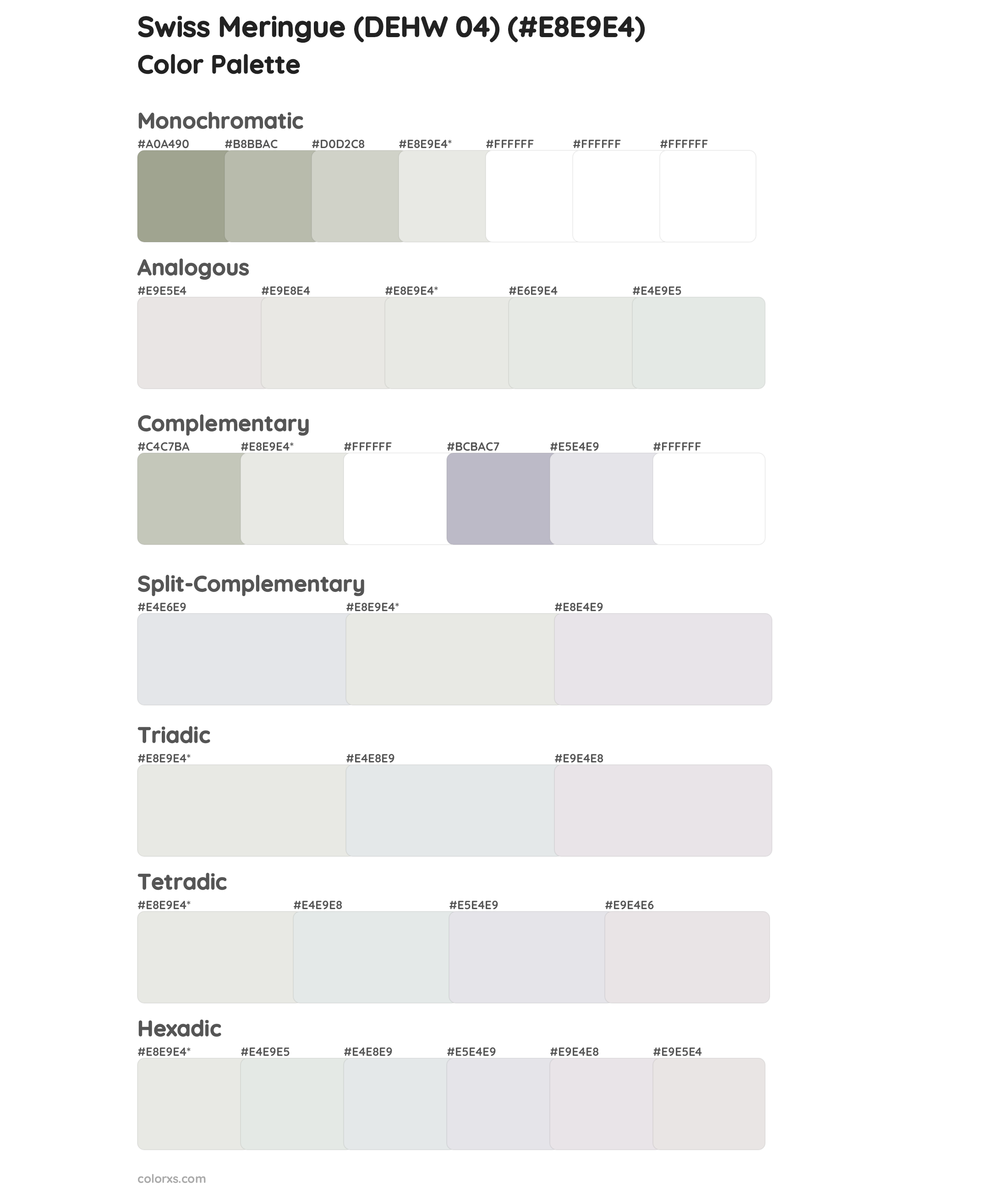 Swiss Meringue (DEHW 04) Color Scheme Palettes