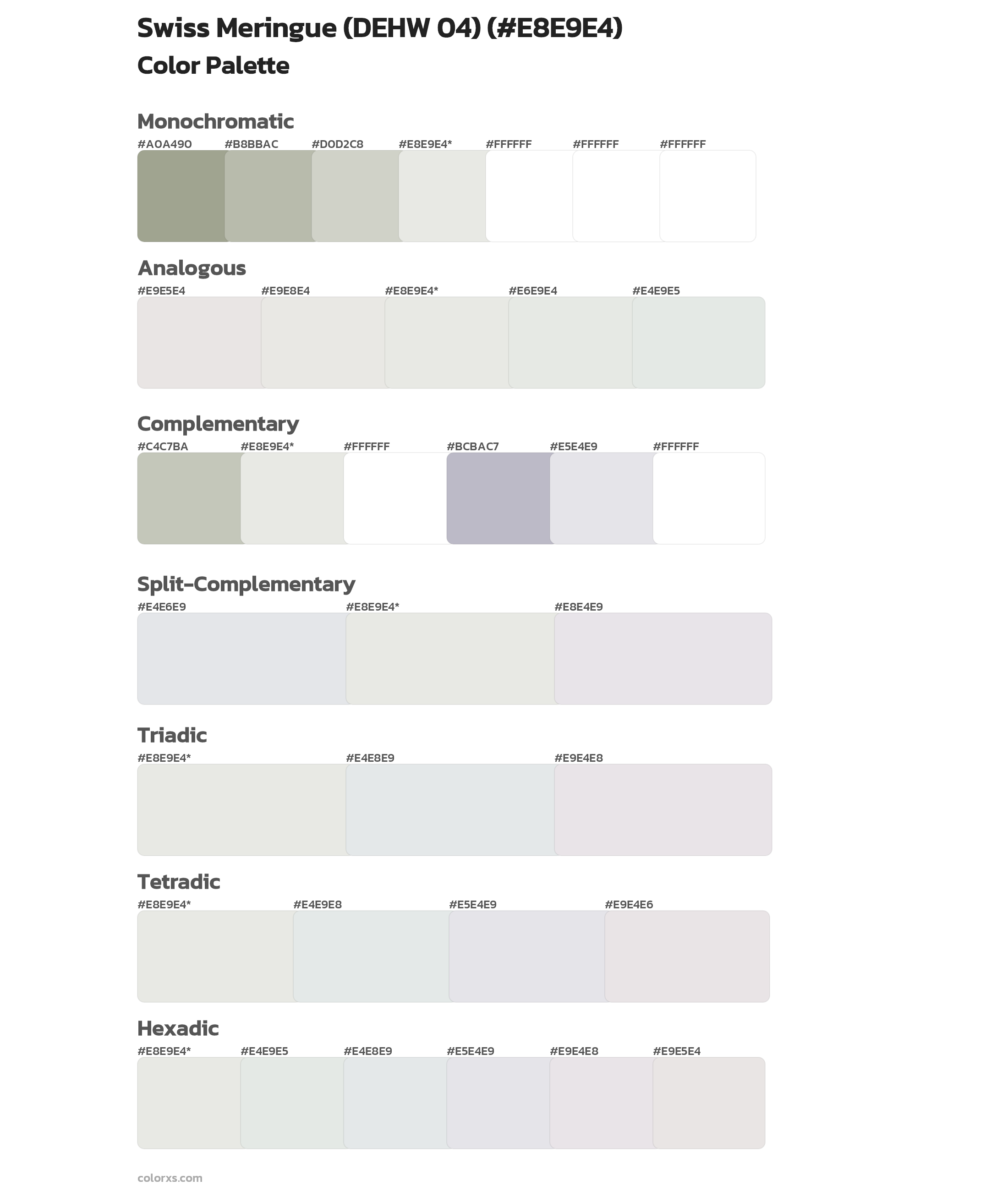 Swiss Meringue (DEHW 04) Color Scheme Palettes