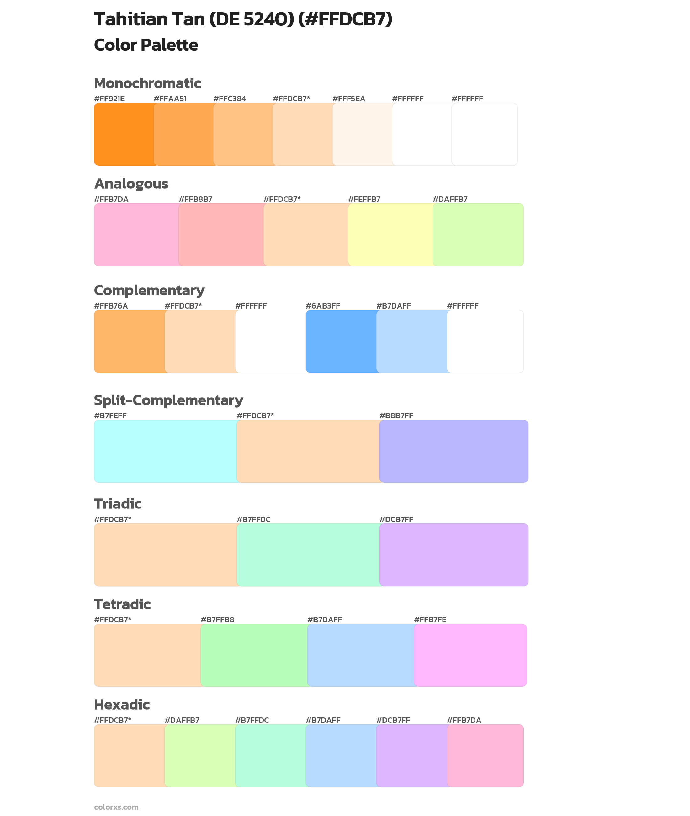 Tahitian Tan (DE 5240) Color Scheme Palettes