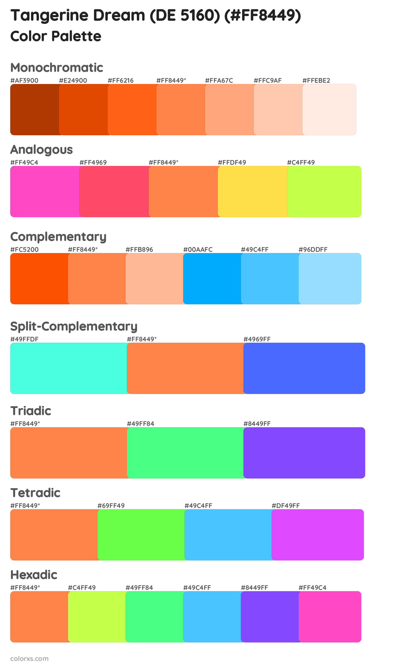 Tangerine Dream (DE 5160) Color Scheme Palettes