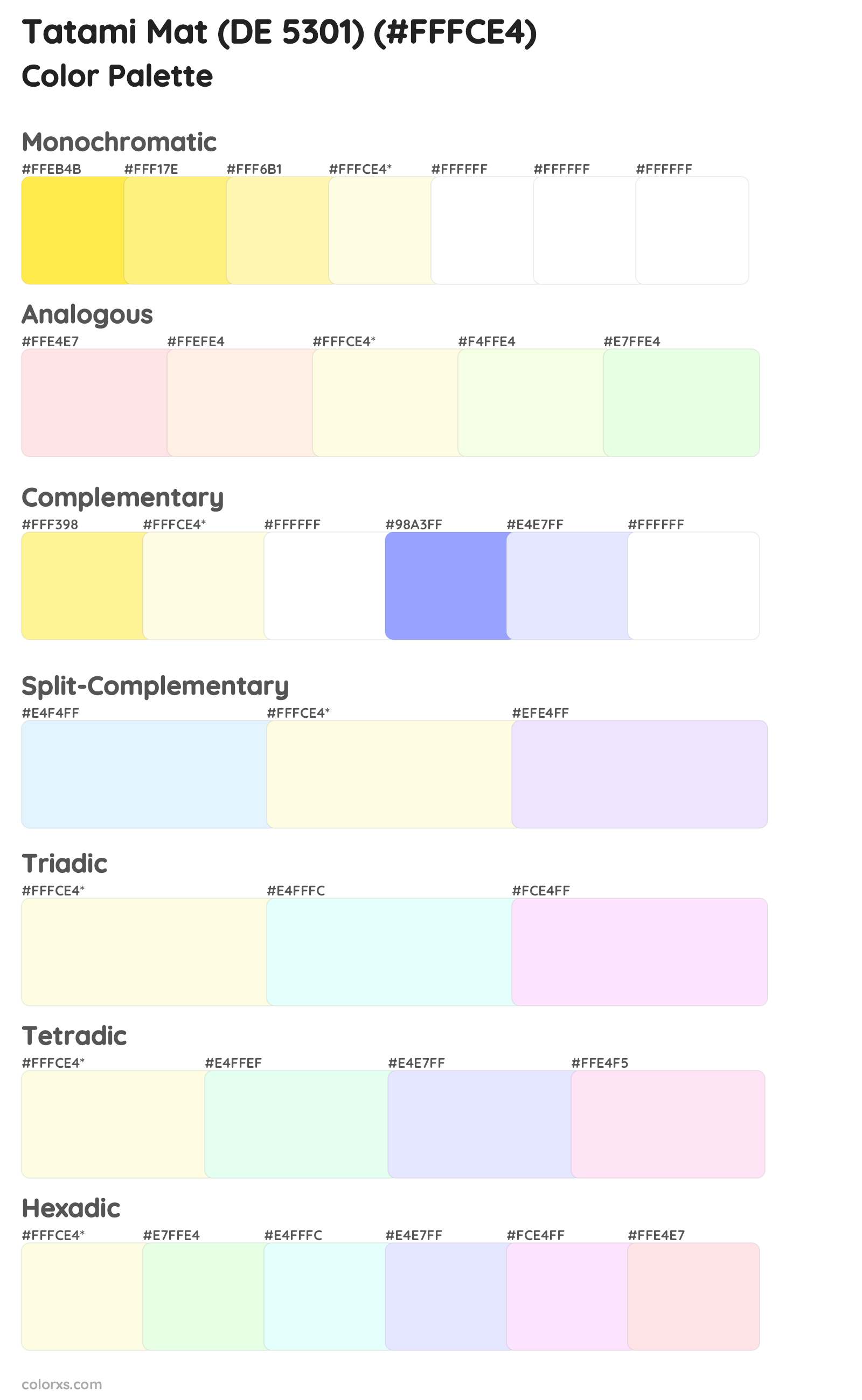 Tatami Mat (DE 5301) Color Scheme Palettes