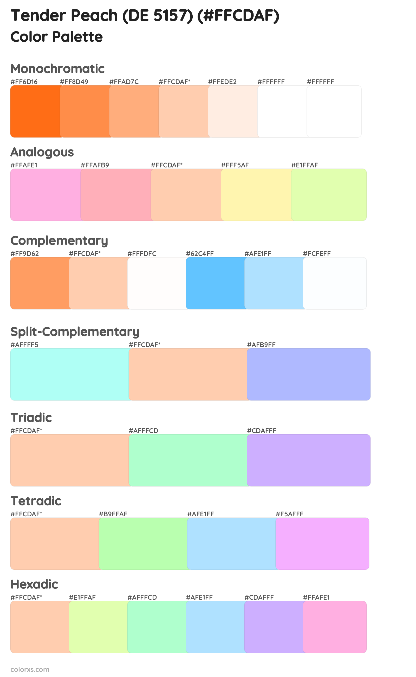 Tender Peach (DE 5157) Color Scheme Palettes
