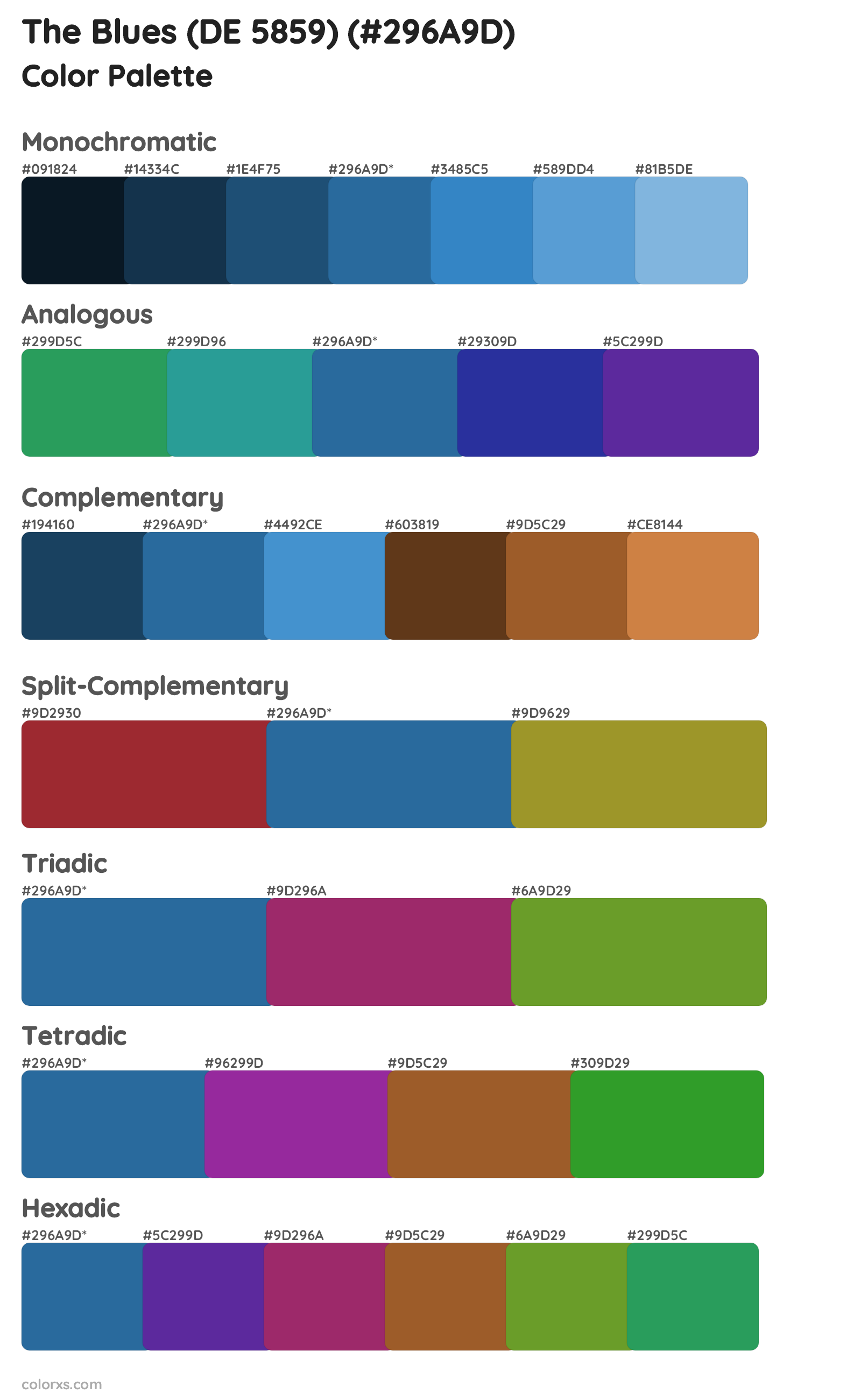 The Blues (DE 5859) Color Scheme Palettes