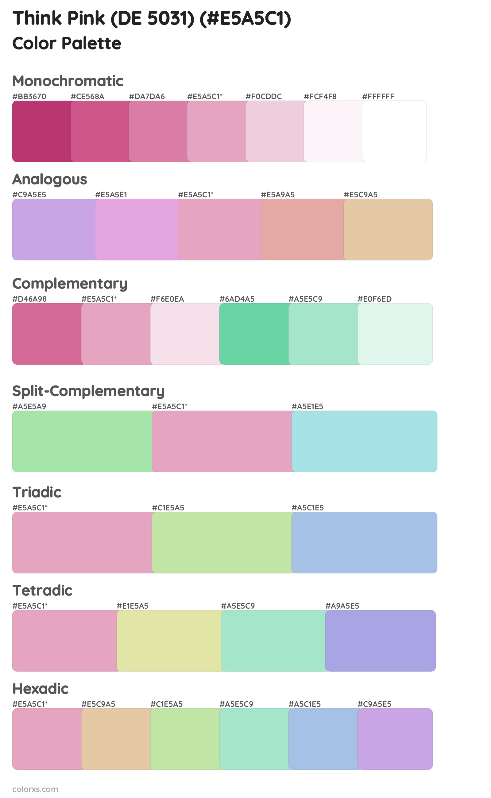 Think Pink (DE 5031) Color Scheme Palettes