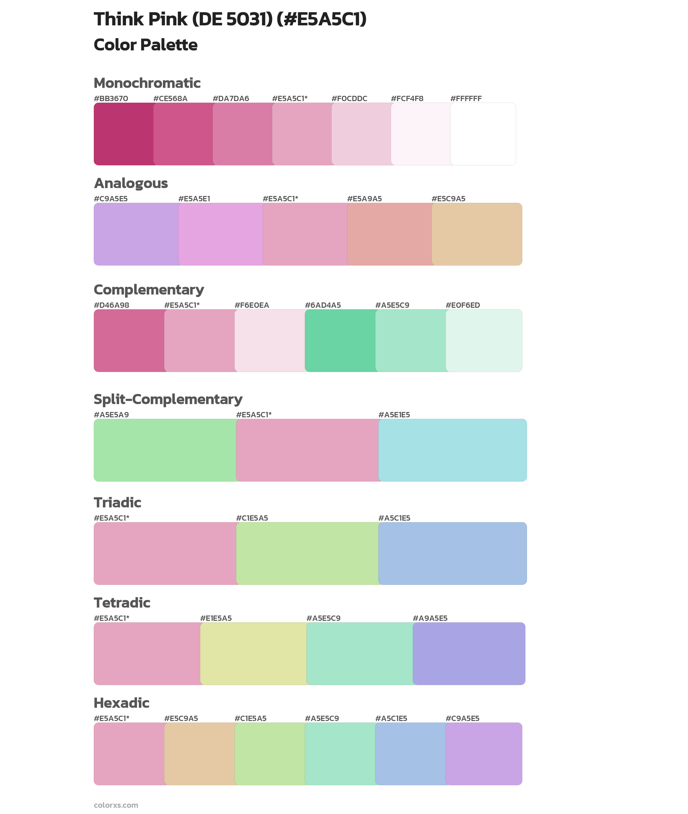 Think Pink (DE 5031) Color Scheme Palettes