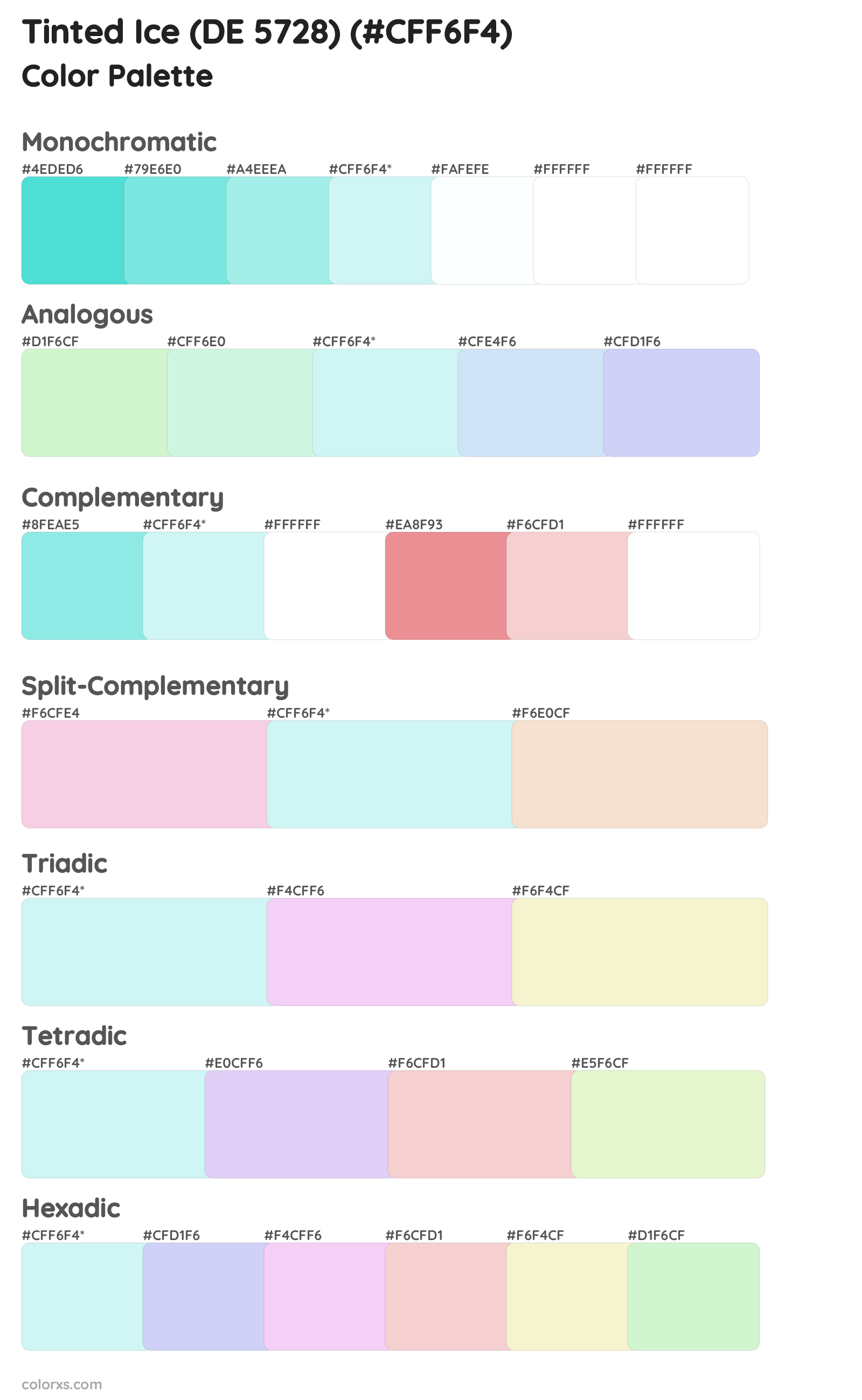 Tinted Ice (DE 5728) Color Scheme Palettes