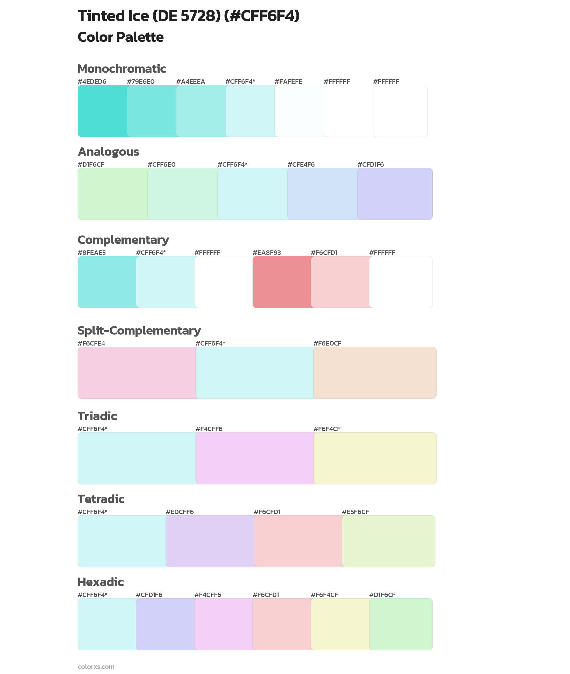 Tinted Ice (DE 5728) Color Scheme Palettes