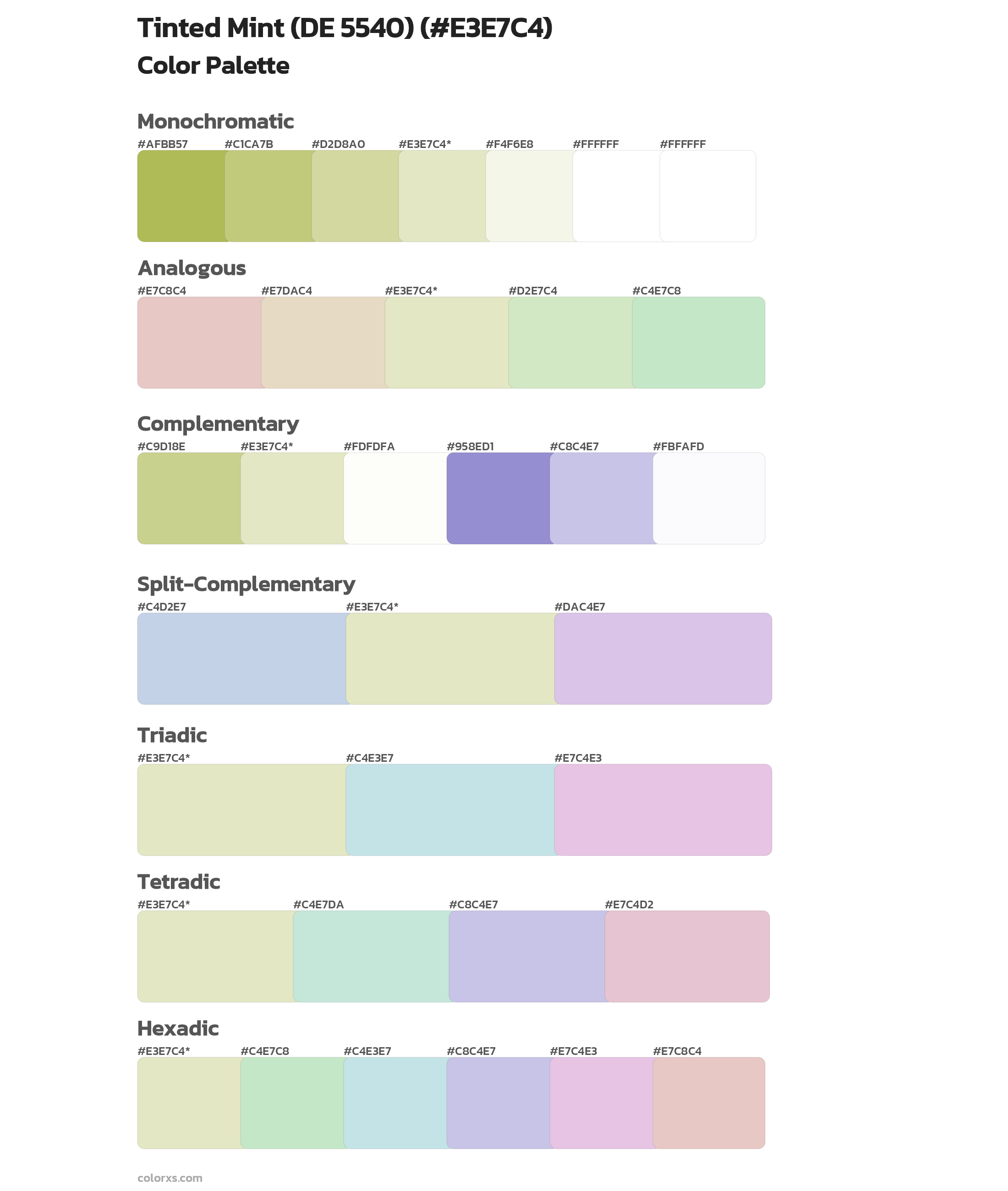 Tinted Mint (DE 5540) Color Scheme Palettes