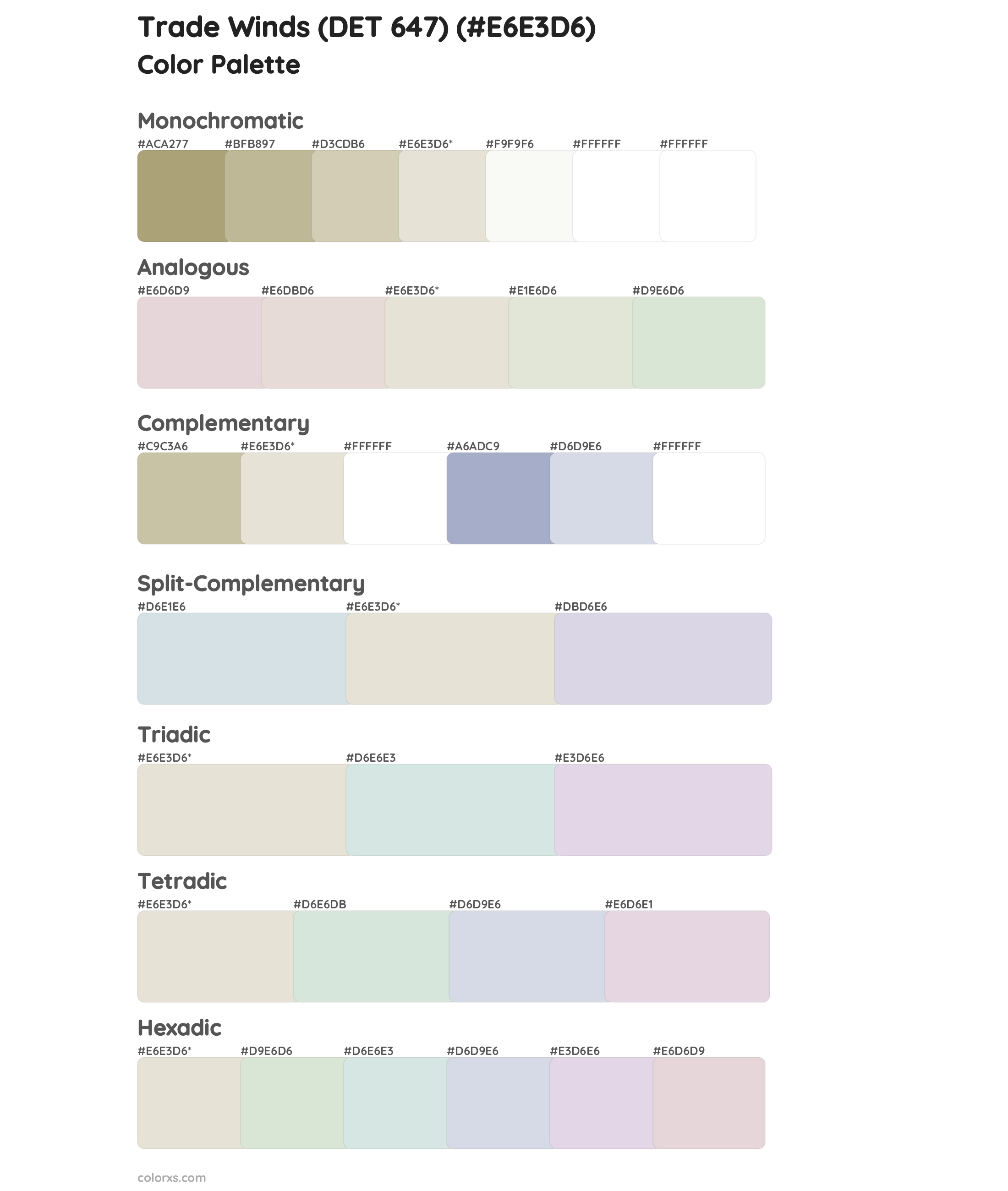 Trade Winds (DET 647) Color Scheme Palettes