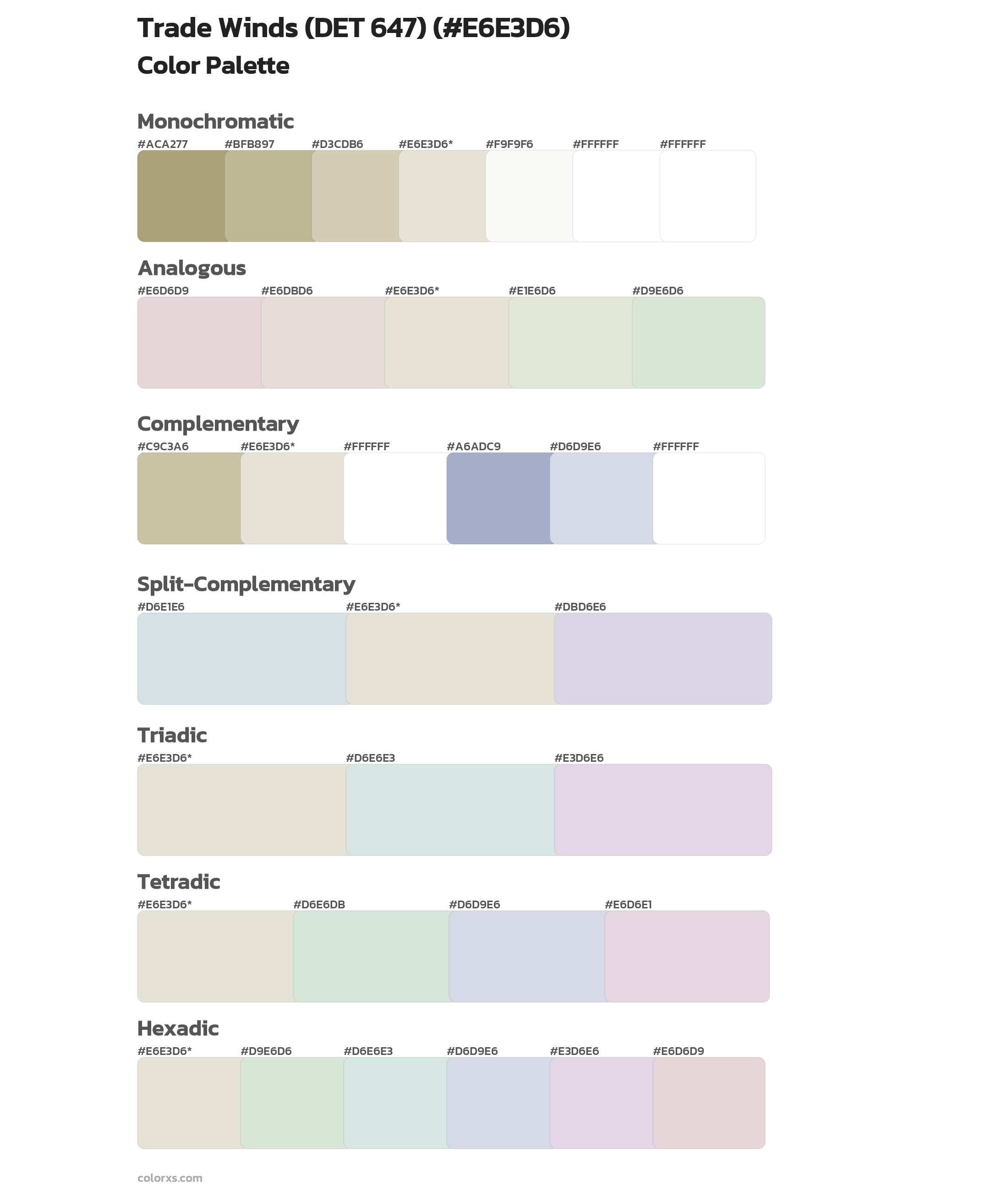 Trade Winds (DET 647) Color Scheme Palettes