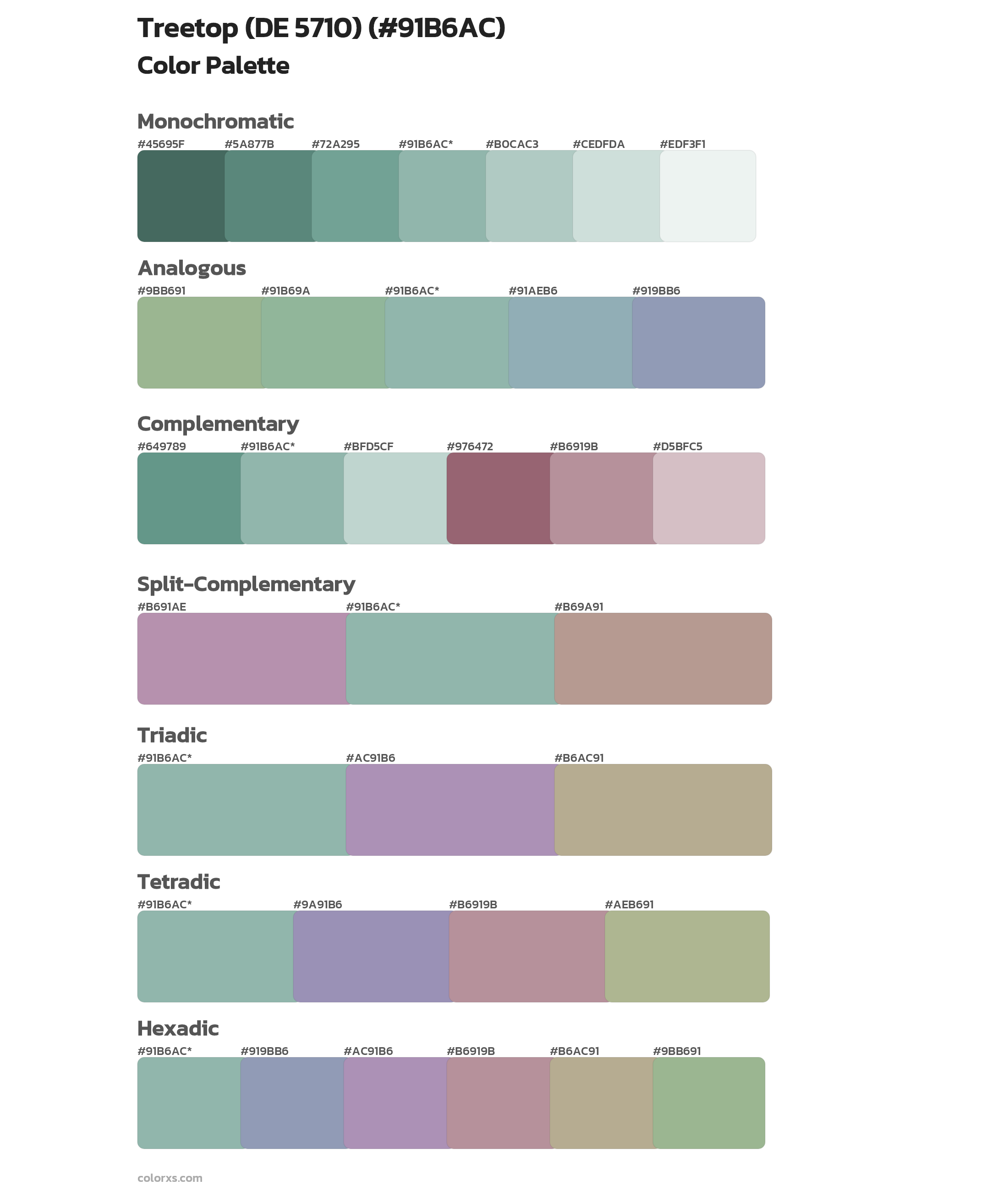 Treetop (DE 5710) Color Scheme Palettes
