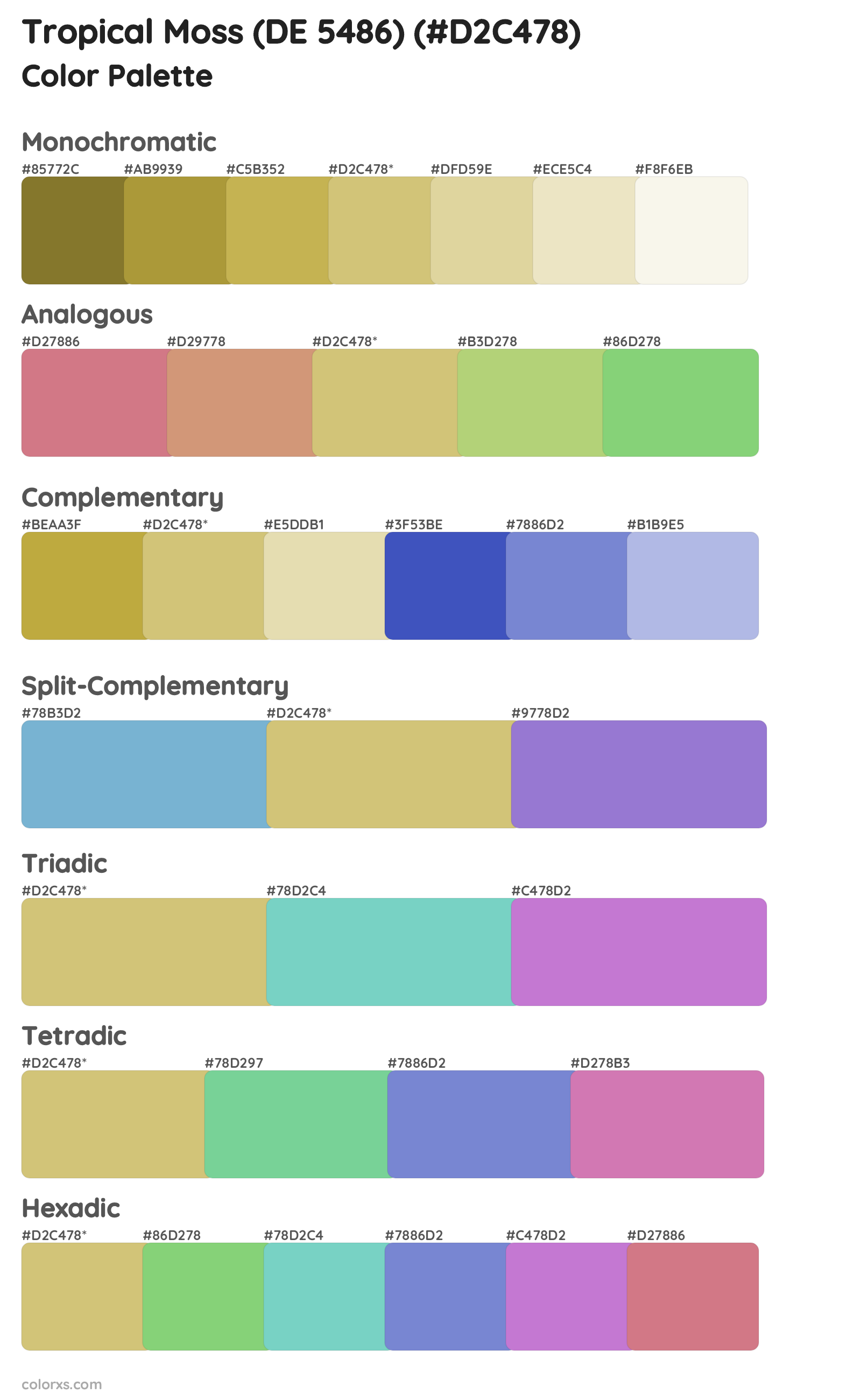Tropical Moss (DE 5486) Color Scheme Palettes