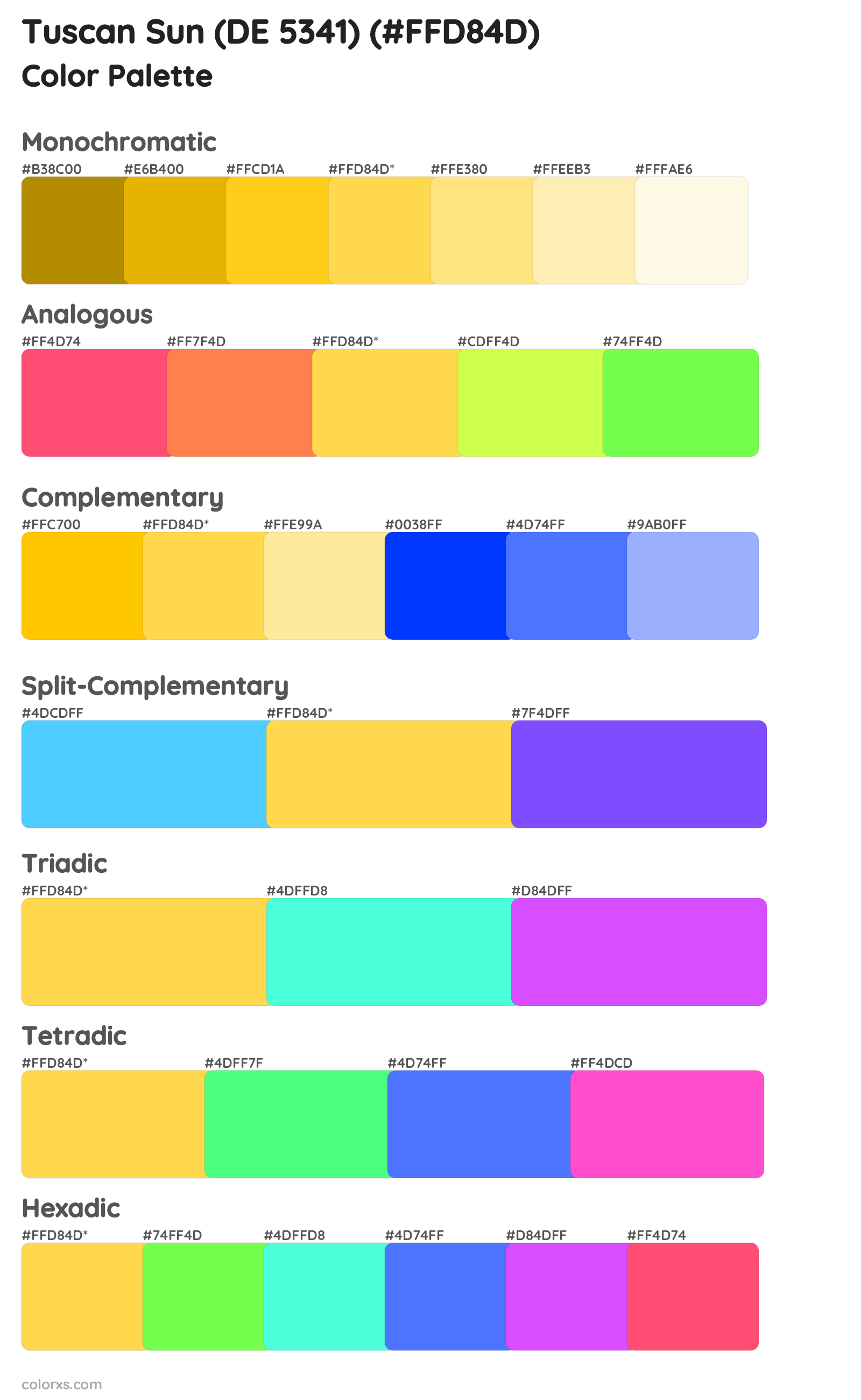 Tuscan Sun (DE 5341) Color Scheme Palettes