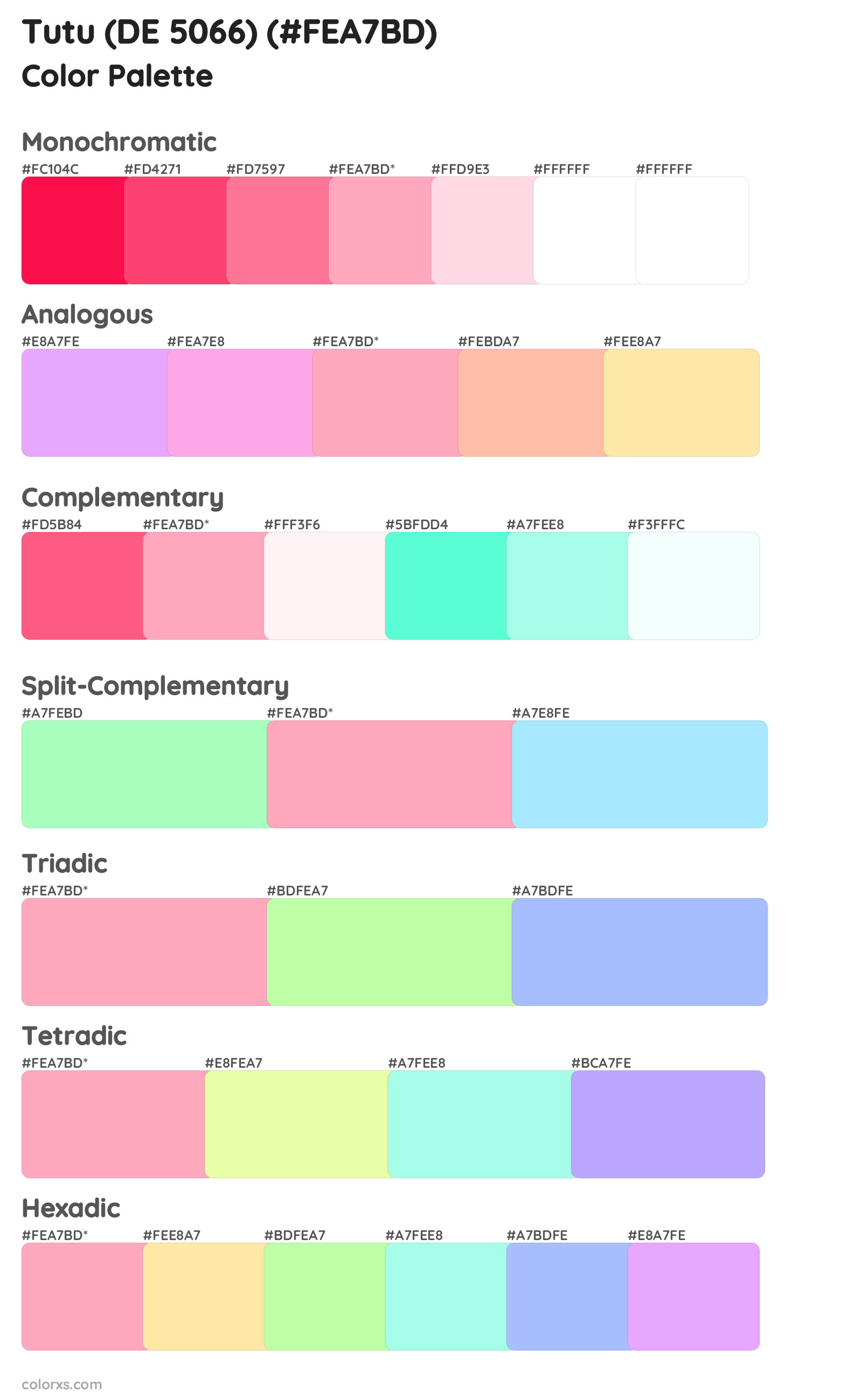 Tutu (DE 5066) Color Scheme Palettes