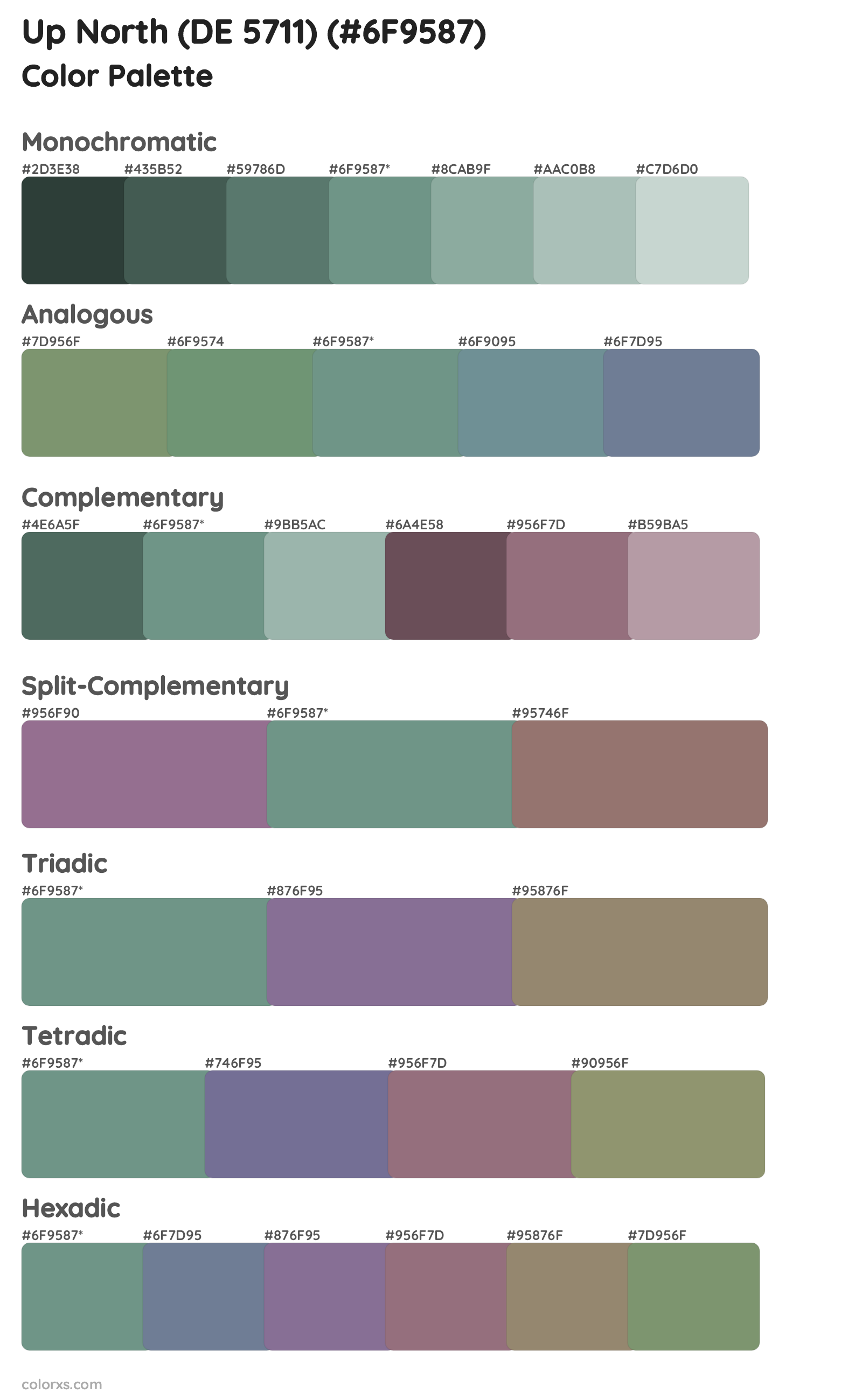 Up North (DE 5711) Color Scheme Palettes