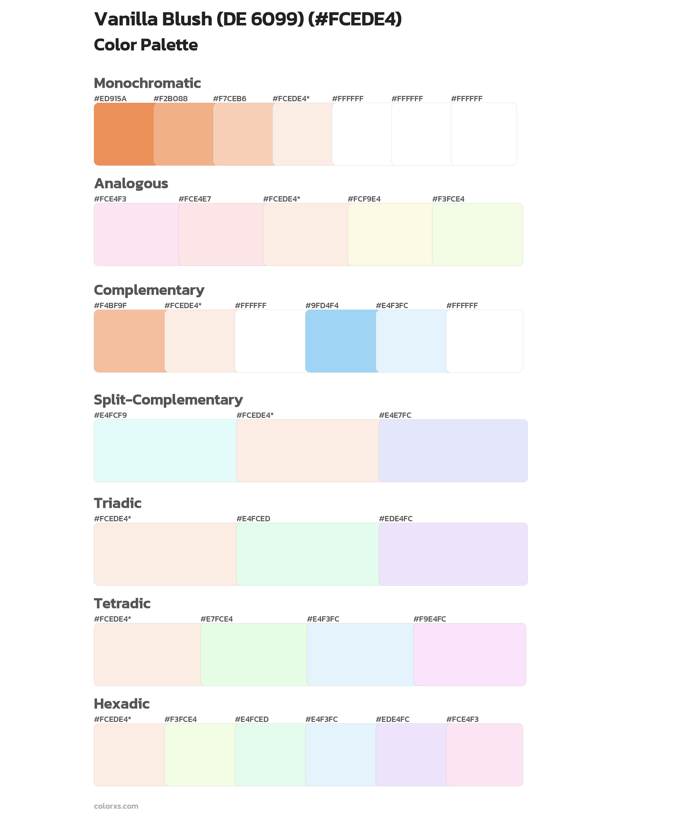 Vanilla Blush (DE 6099) Color Scheme Palettes