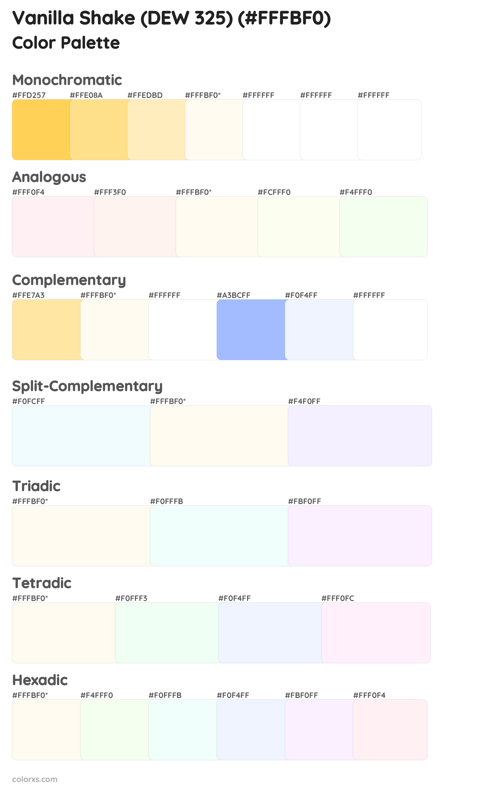 Vanilla Shake (DEW 325) Color Scheme Palettes