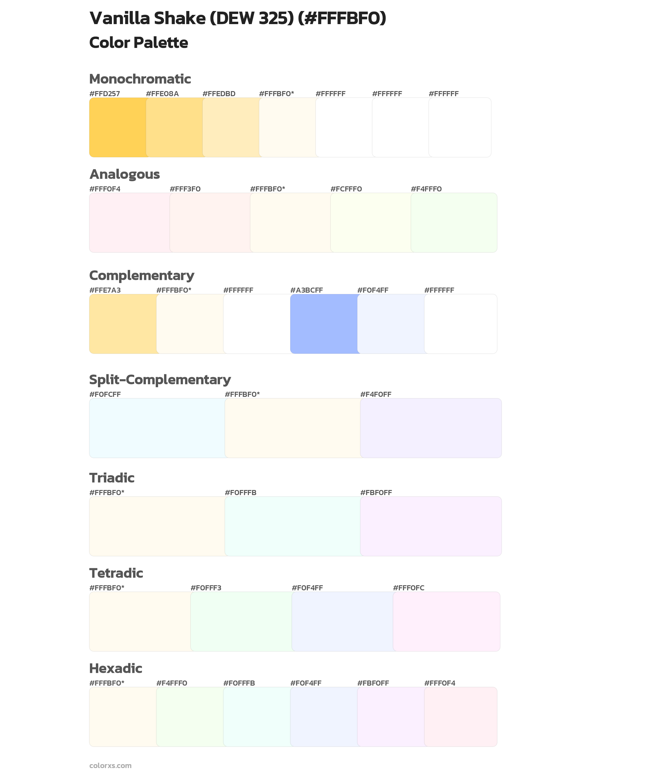 Vanilla Shake (DEW 325) Color Scheme Palettes