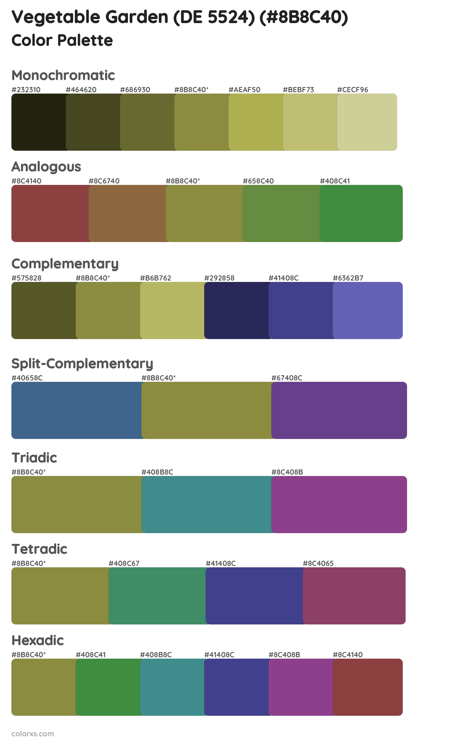 Vegetable Garden (DE 5524) Color Scheme Palettes