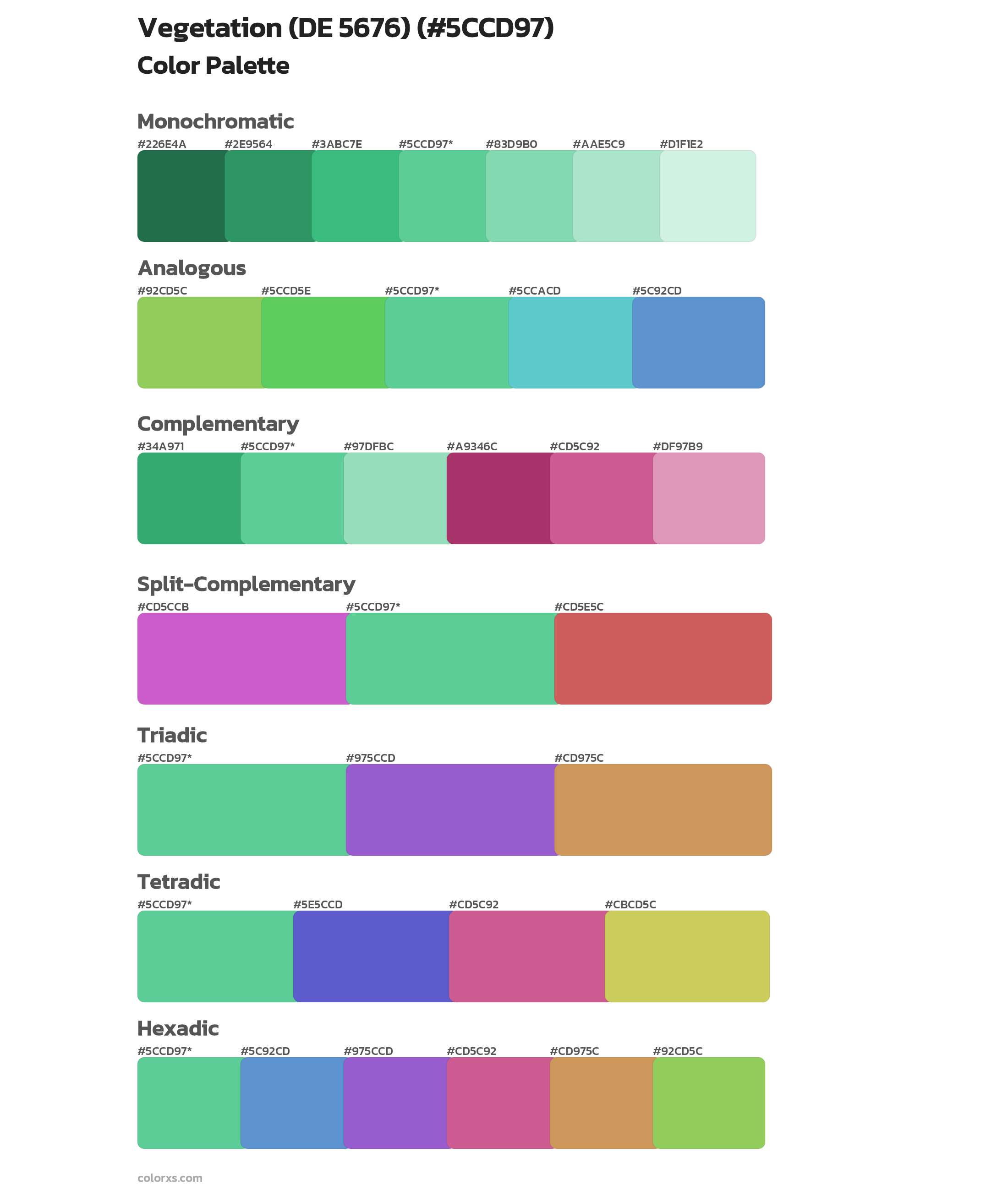Vegetation (DE 5676) Color Scheme Palettes