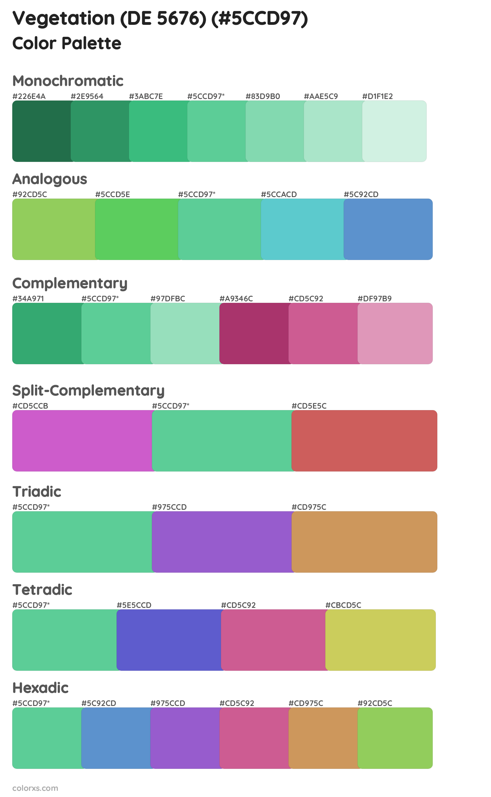 Vegetation (DE 5676) Color Scheme Palettes